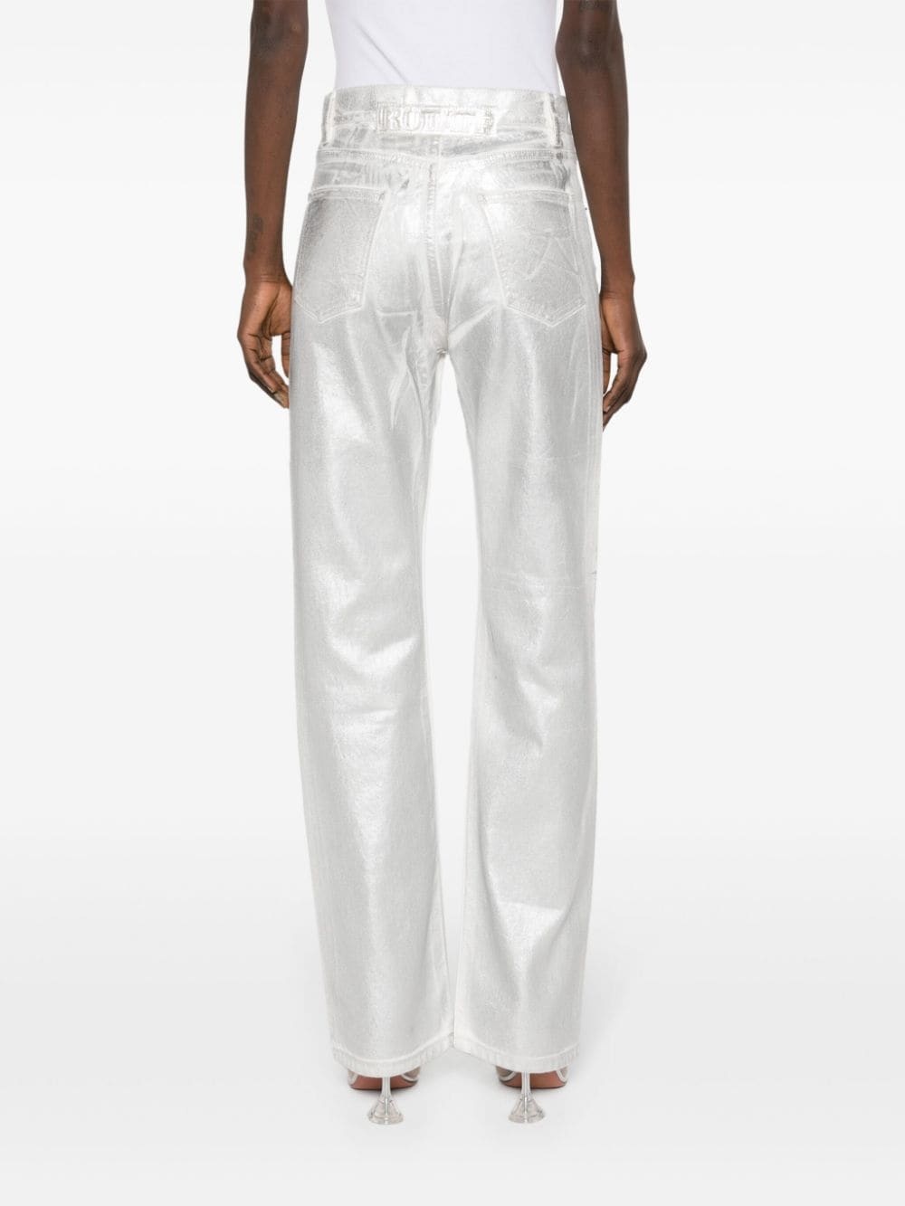 metallic straight-leg jeans - 4