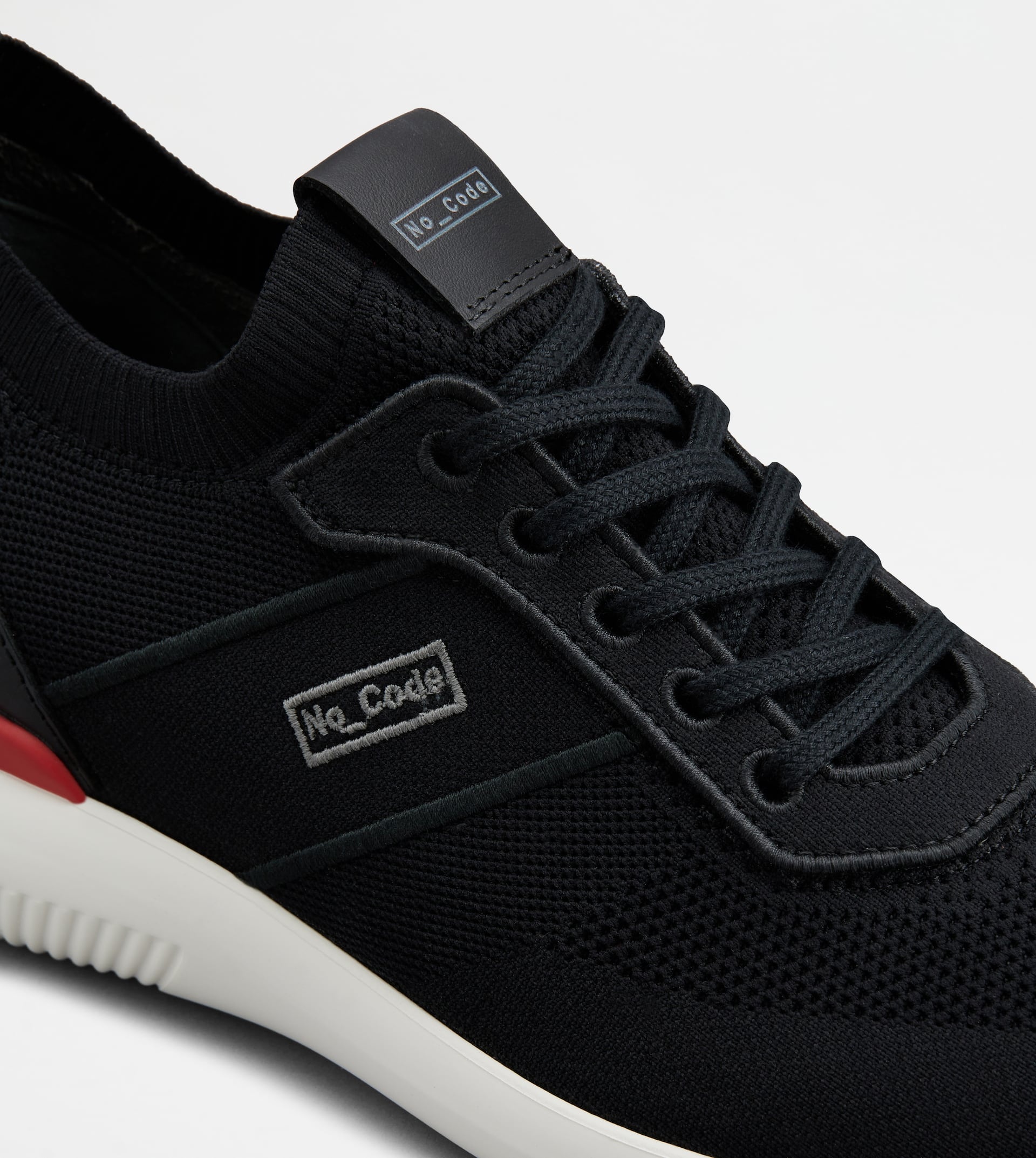 NO_CODE KNIT IN TECHNICAL FABRIC AND LEATHER - BLACK, RED, WHITE - 5