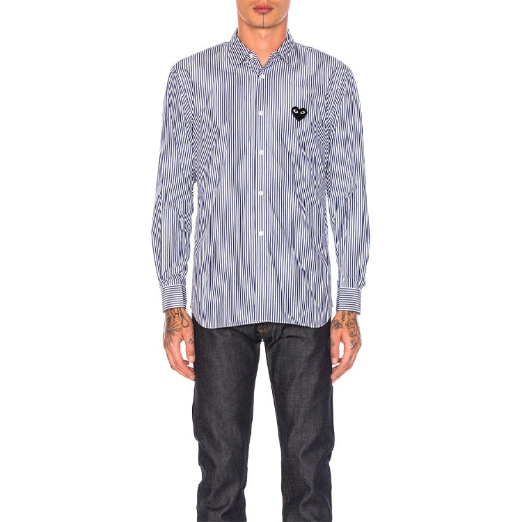 COMME des GARCONS PLAY Black Emblem Striped Button Down 'Blue' AZ-B008-051-1 - 3