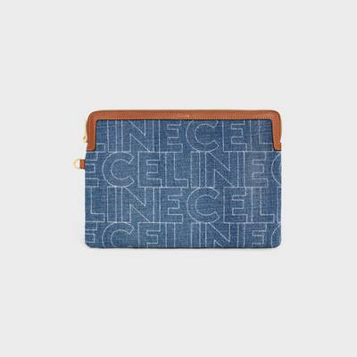 CELINE SMALL POUCH WITH STRAP in DENIM WITH CELINE ALL-OVER PRINT outlook