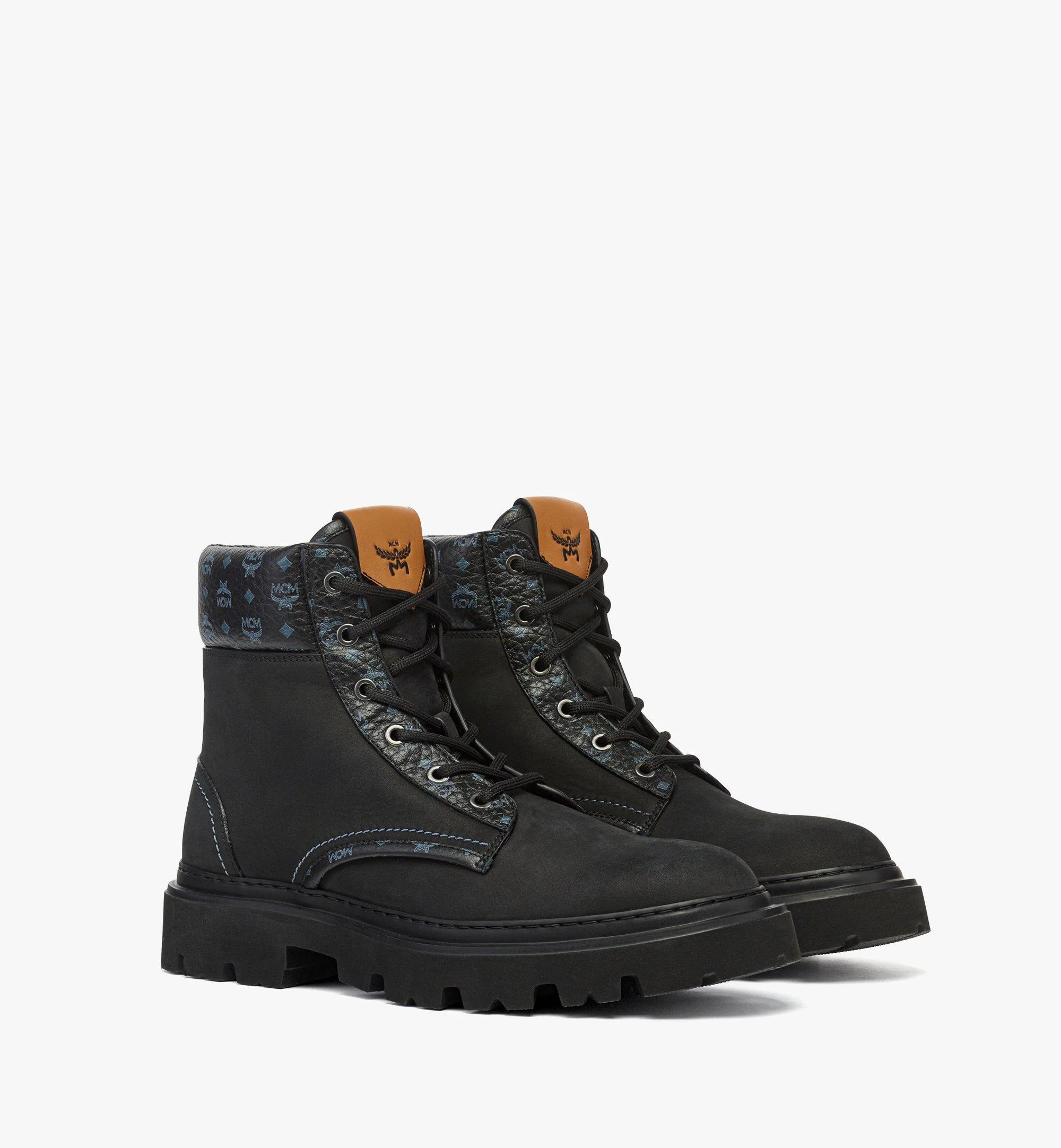 Ankle Boots in Nubuck and Monogram Print Leather - 1