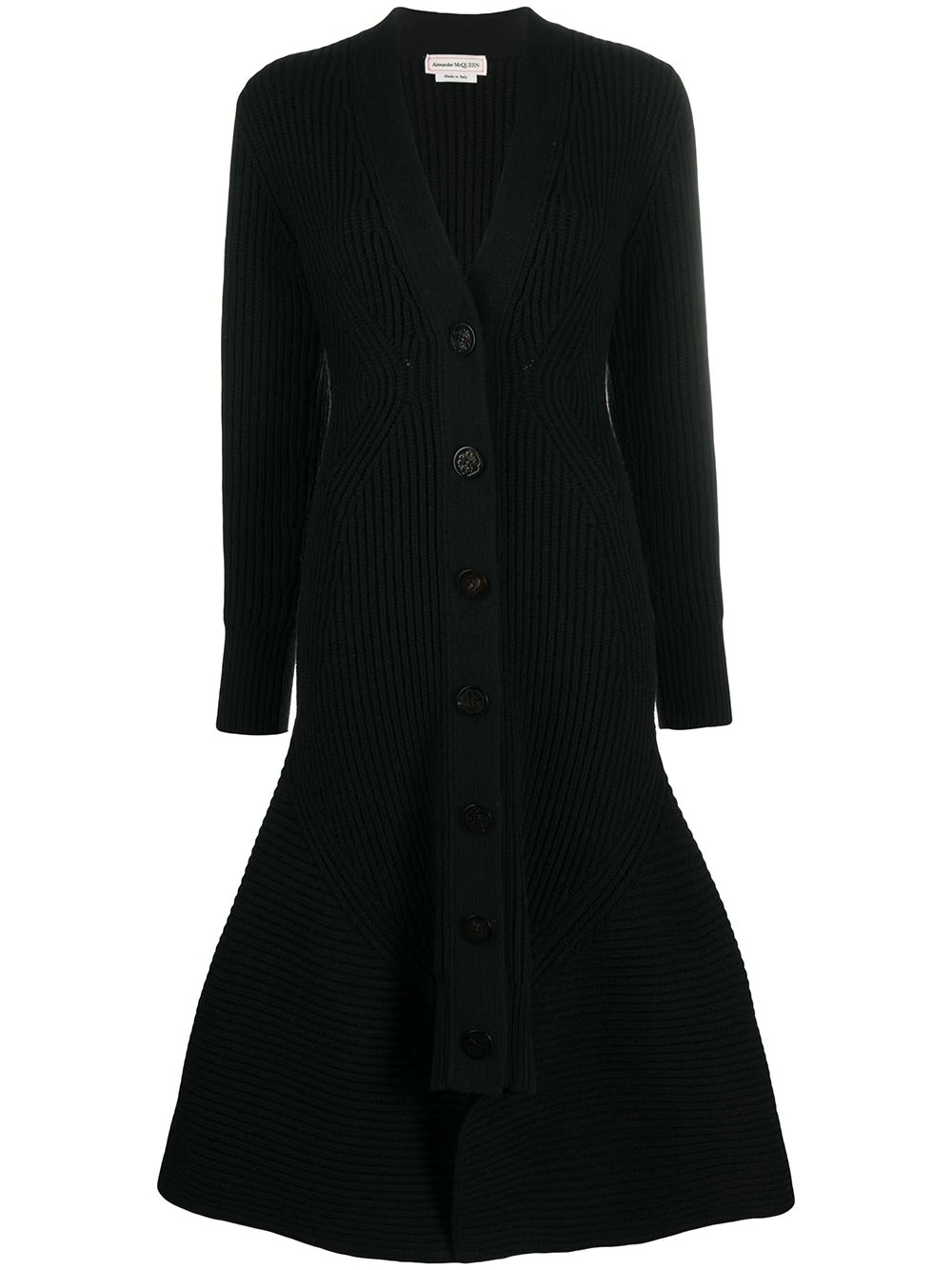 ribbed flared cardi-coat - 1