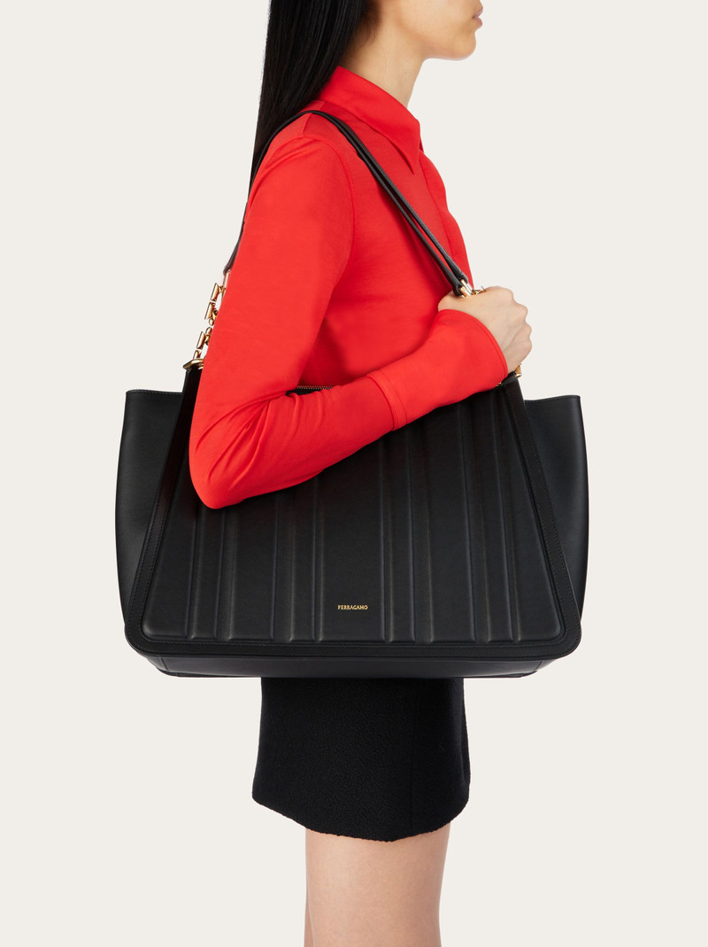 FERRAGAMO Tote bag with new Gancini outlook