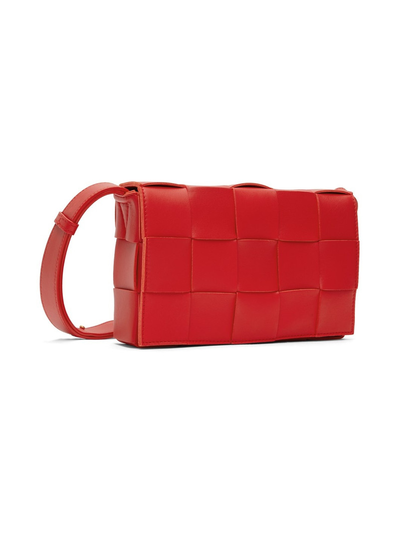 Bottega Veneta Red Small Intreccio Cassette Bag outlook