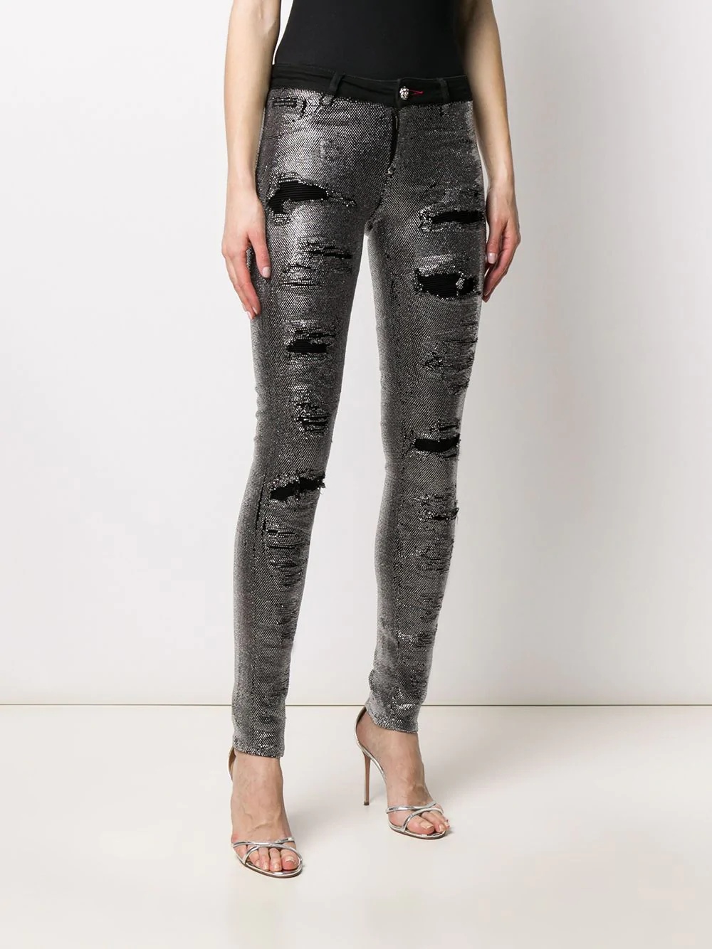 crystal-embellished skinny jeans - 3