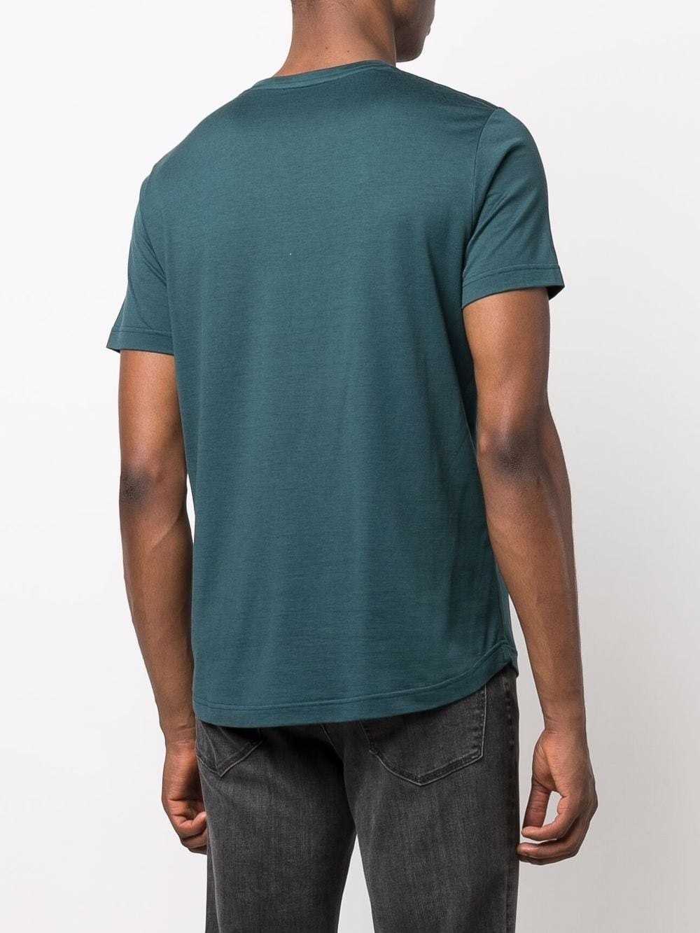 fitted curve-hem T-Shirt - 4