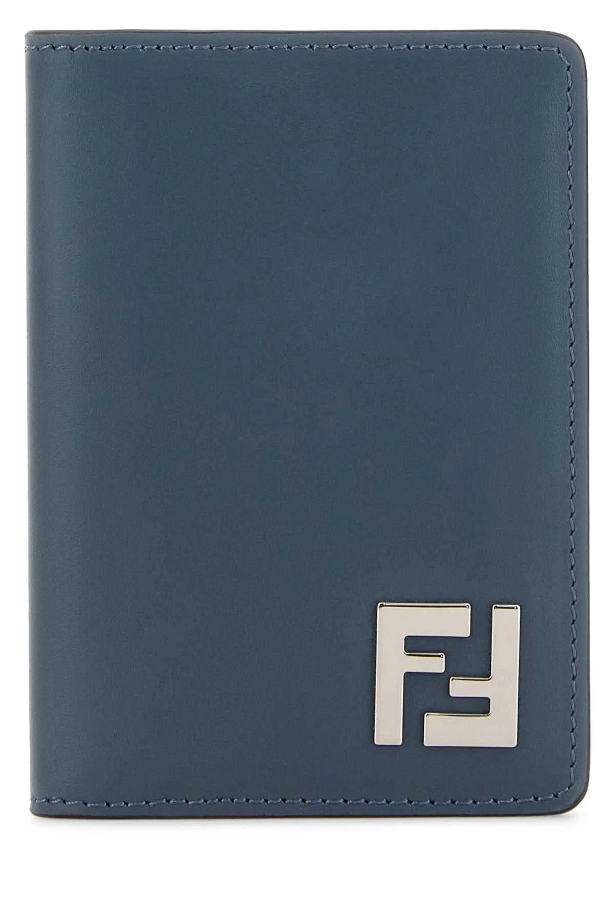 Fendi Men Air Force Blue Leather Card Holder - 1