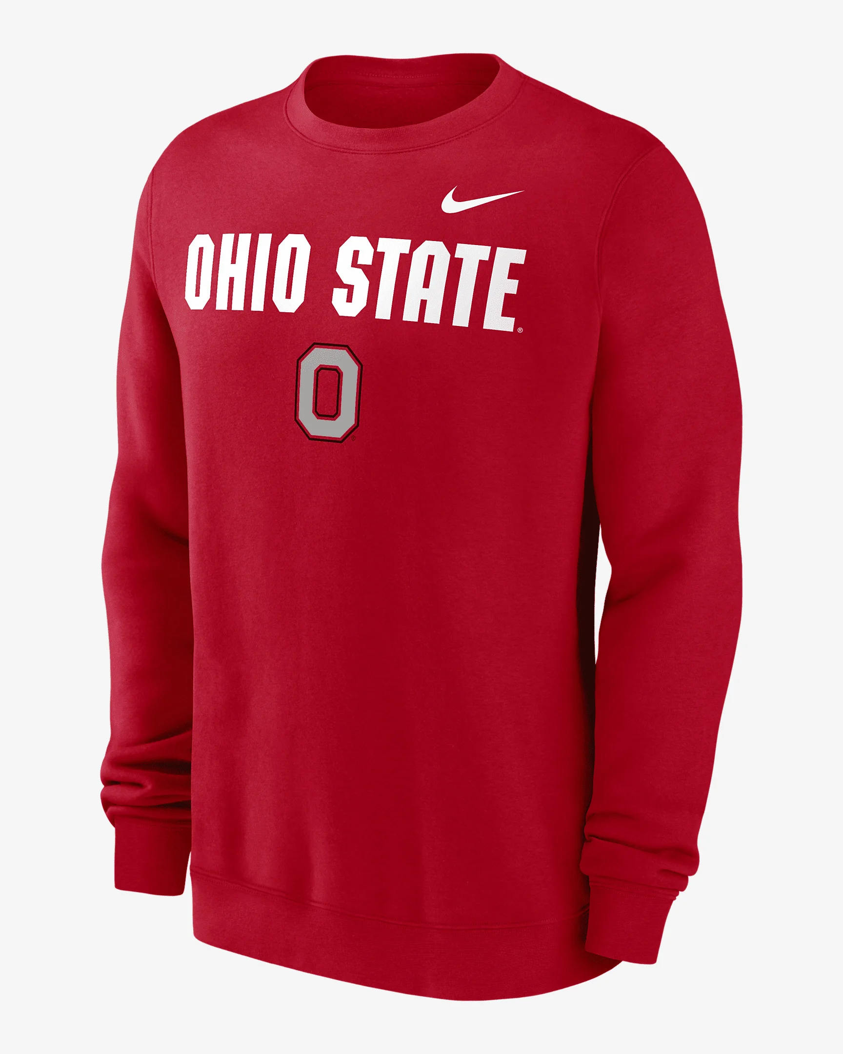 Ohio State Buckeyes Primetime Primary Stack Men's Nike College Pullover Crew - 1