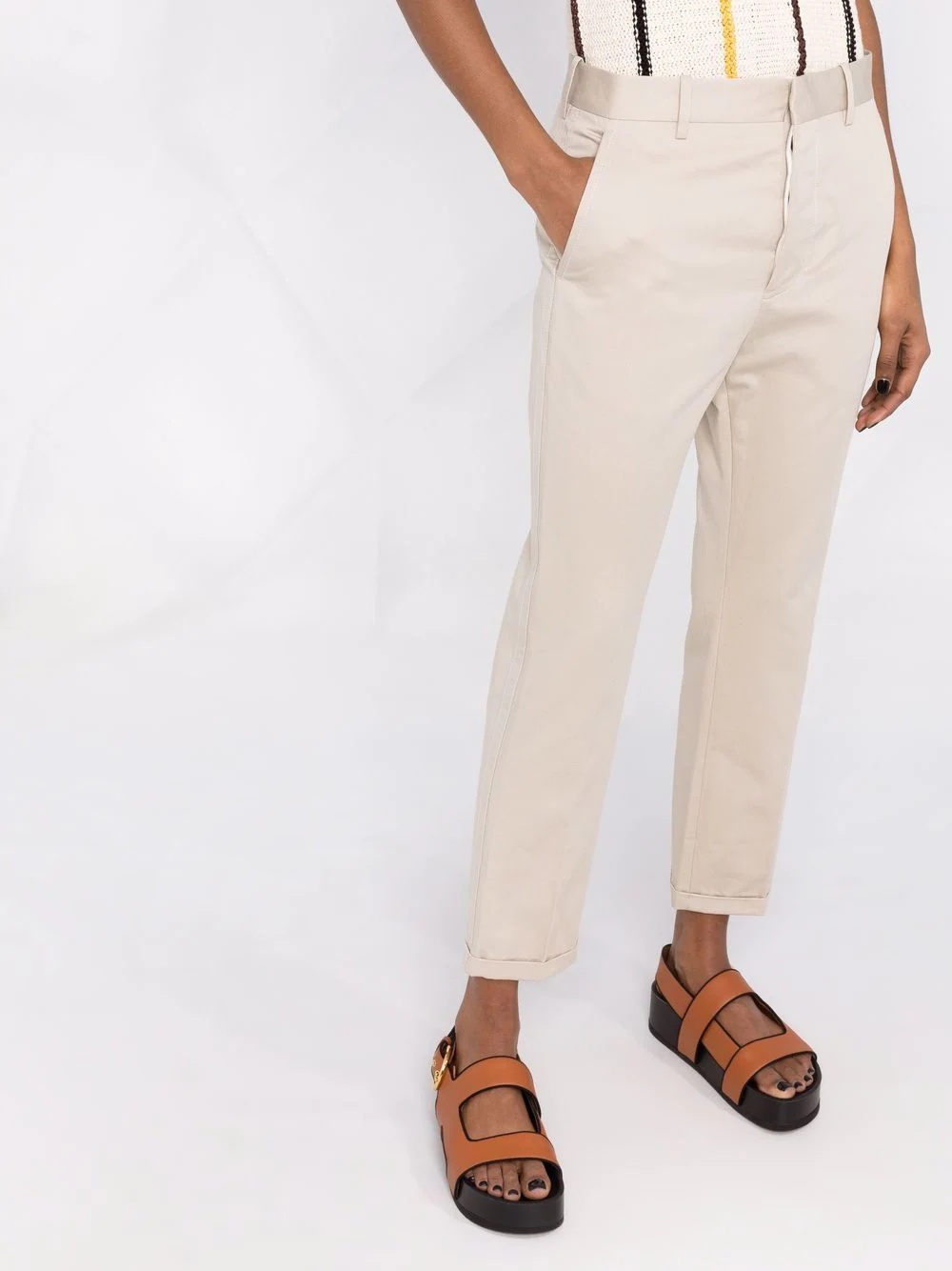 cropped straight-leg trousers - 5