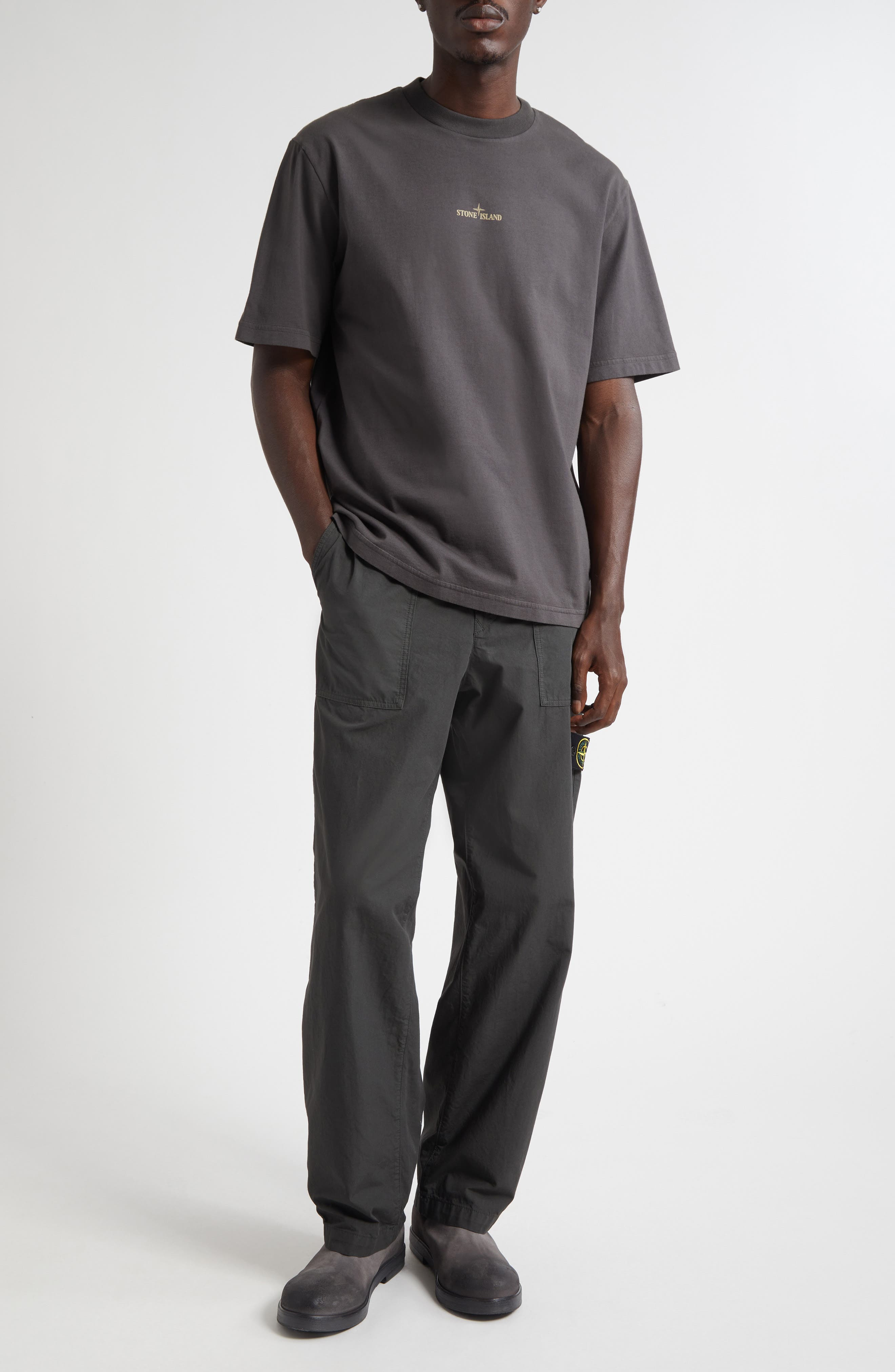 Stone Island Cotton Twill Trousers in Lead Grey at Nordstrom - 2