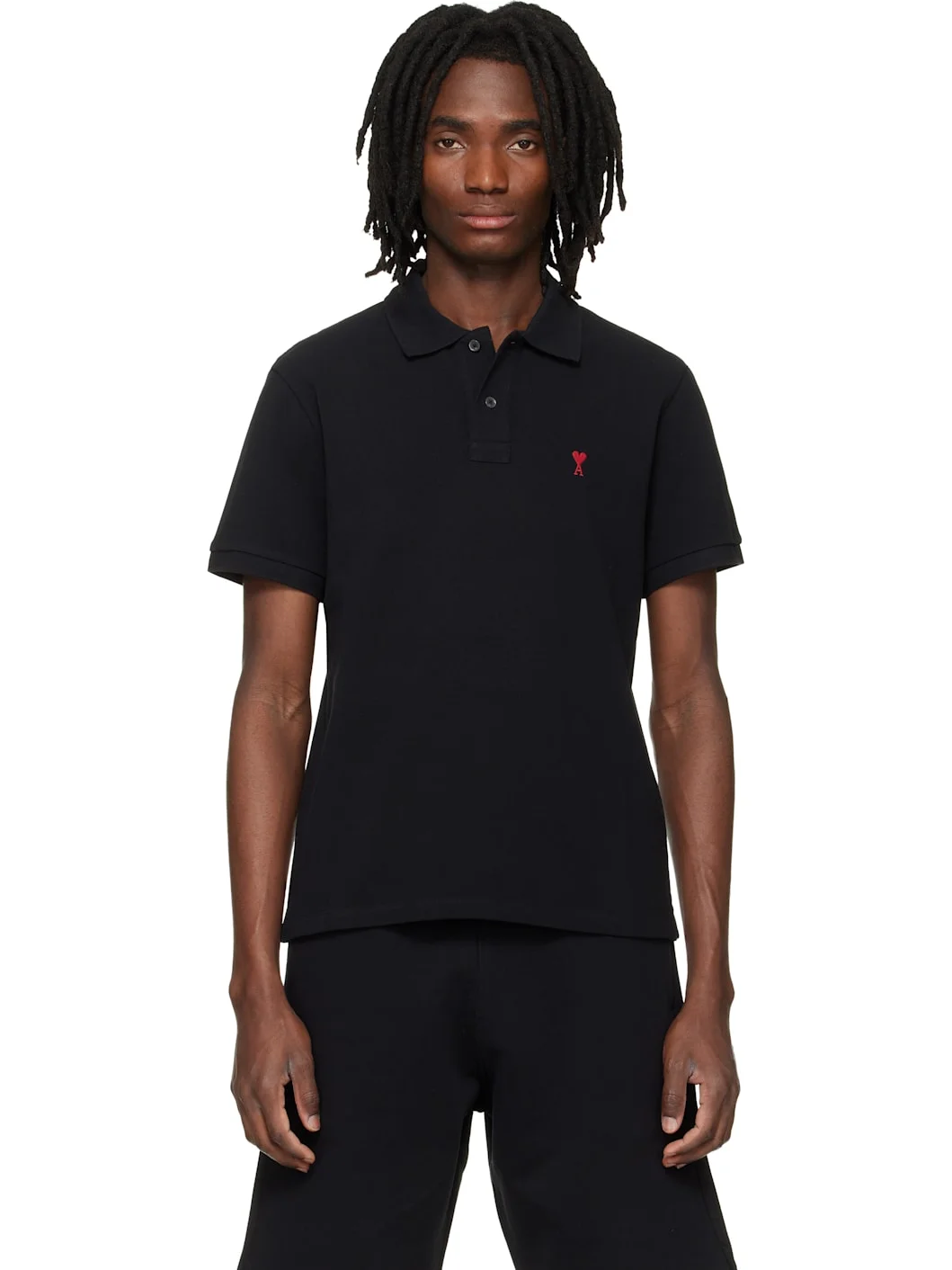 Black Cotton Ami de Coeur Polo - 1