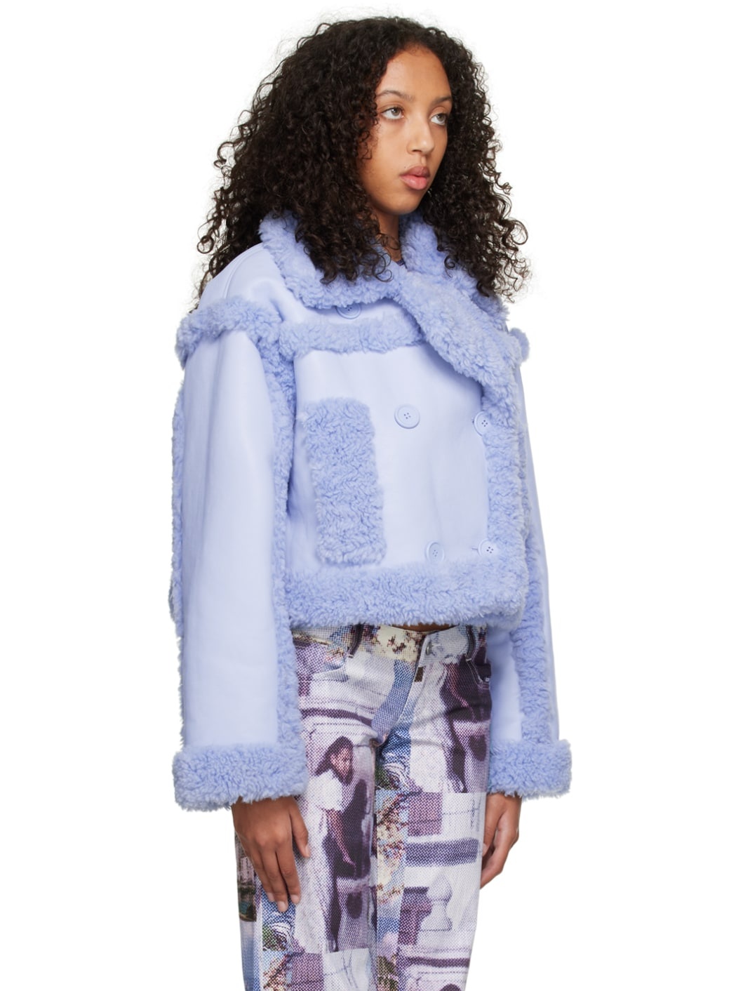 SSENSE Exclusive Blue Kristy Faux-Shearling Jacket - 2