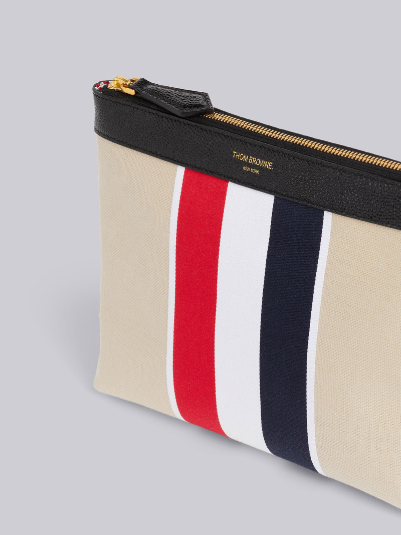 Thom Browne Natural Cotton Canvas Jacquard Stripe Toiletry Case outlook