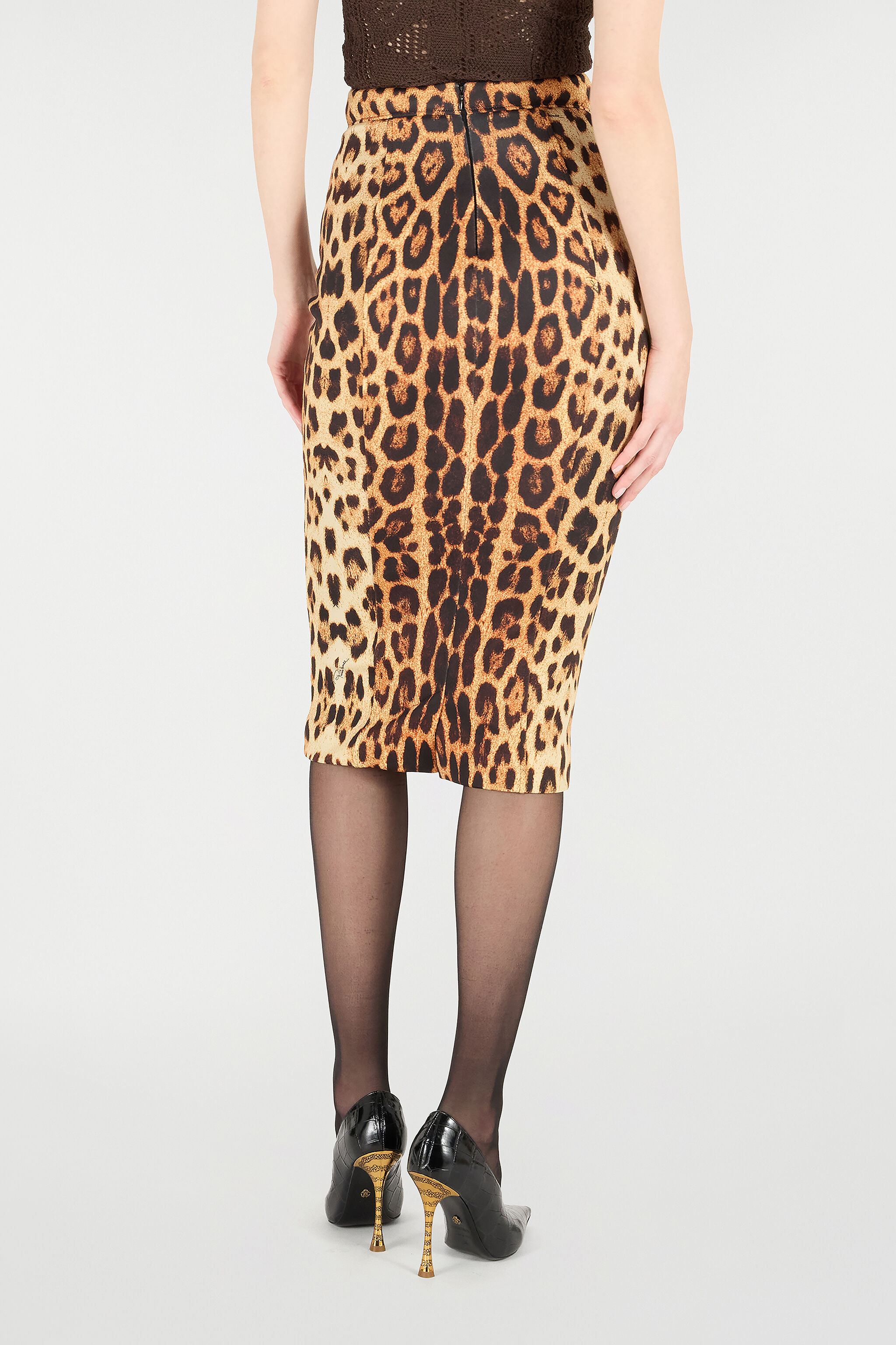 Pencil Skirt With Jaguar Skin Print - 4