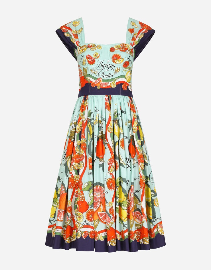 Bustier midi dress in citrus-print poplin - 3