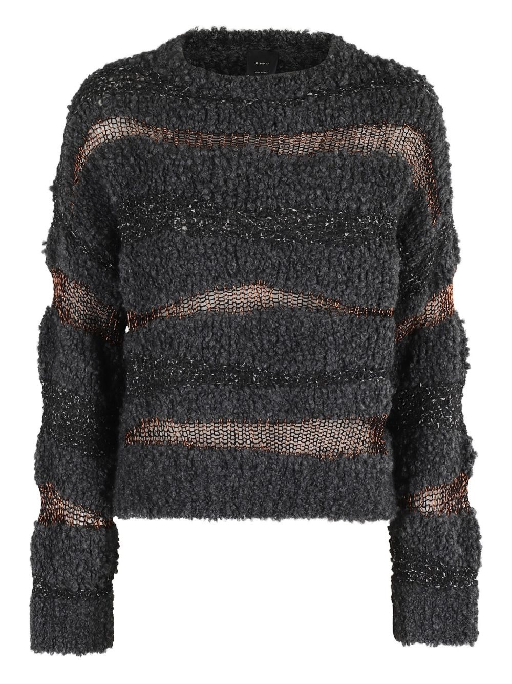metallic-striped long-sleeves sweater - 1
