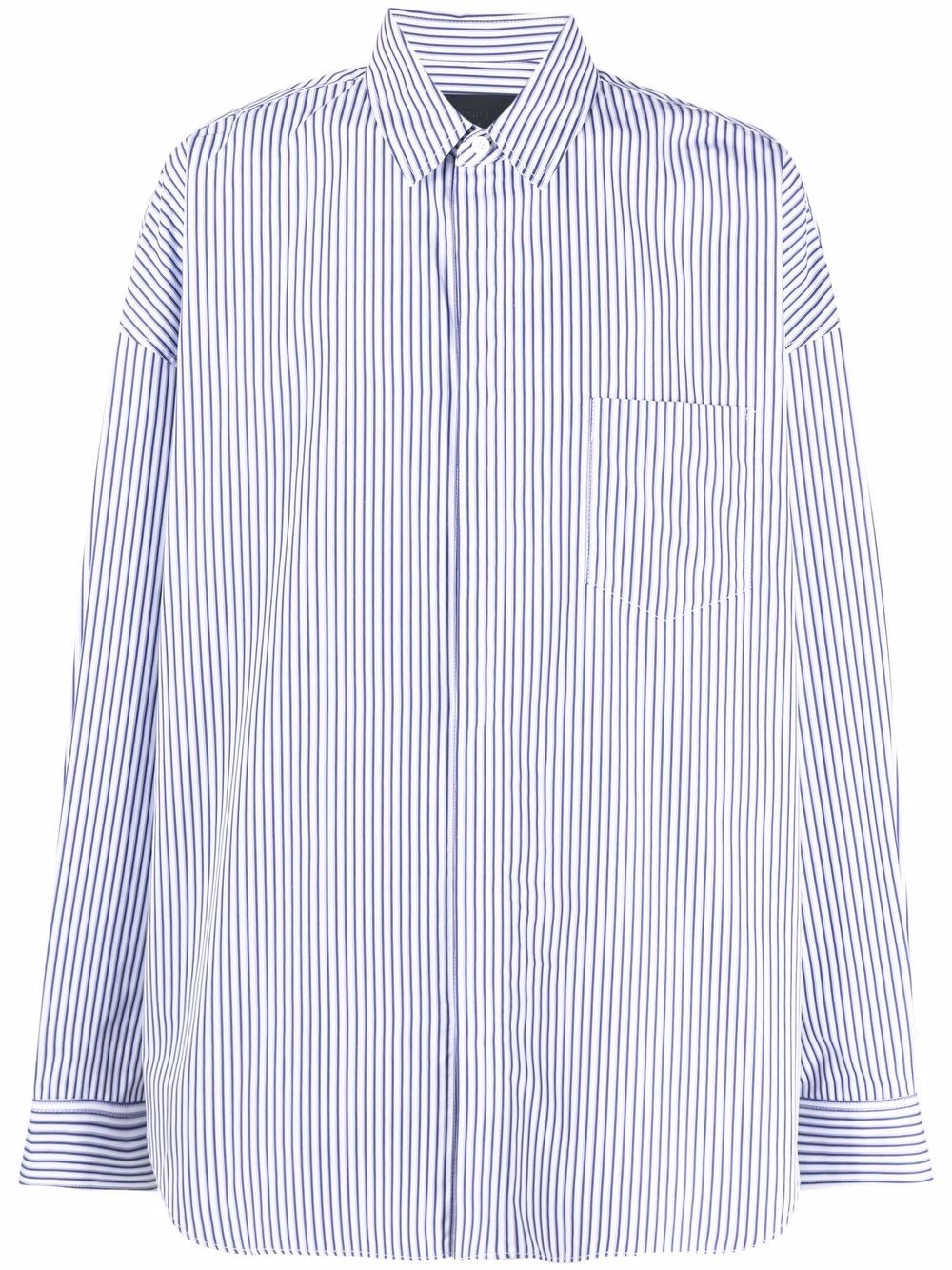 stripe-pattern cotton shirt - 1