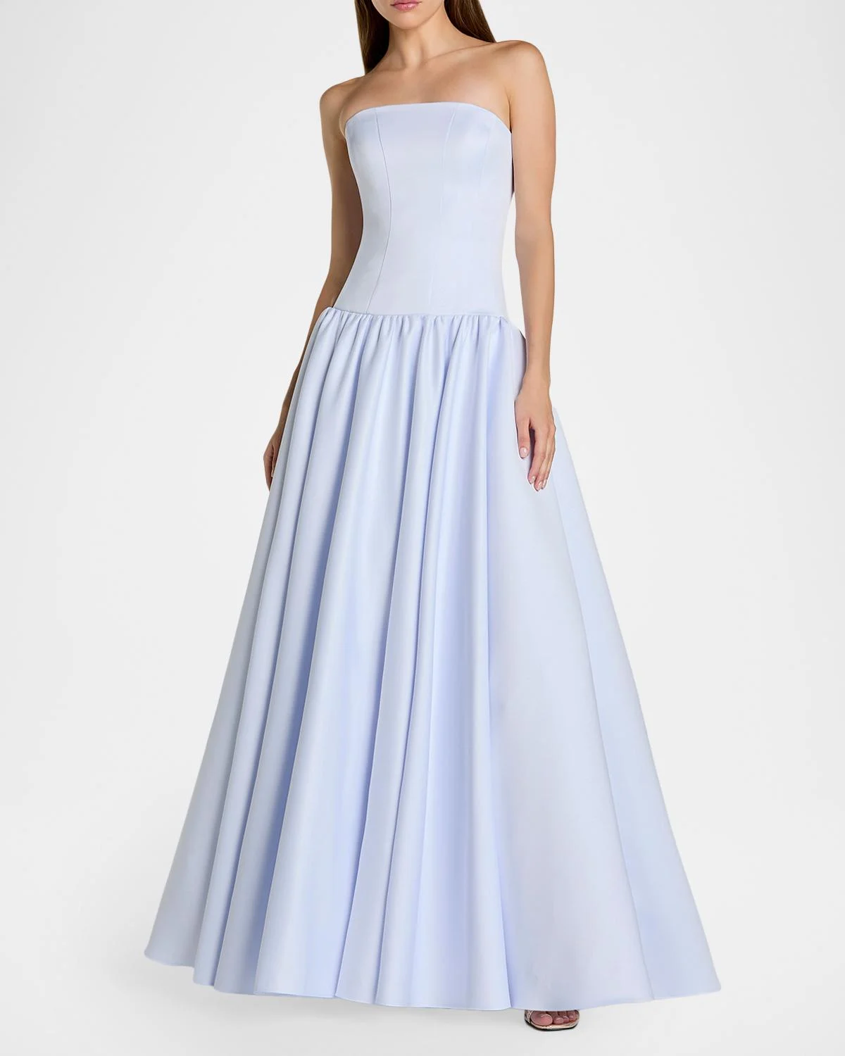 Strapless A-Line Satin Gown - 1