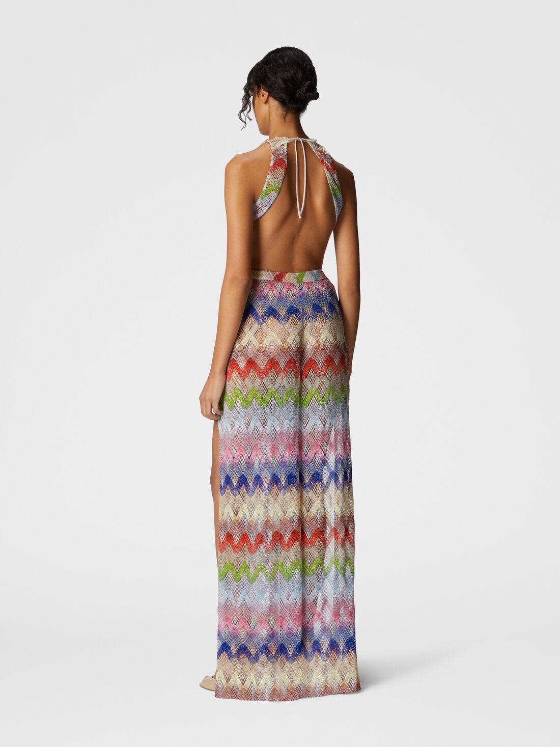 Long jumpsuit in viscose and mesh blend - 3