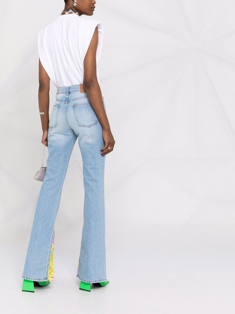 floral insert flared jeans 4