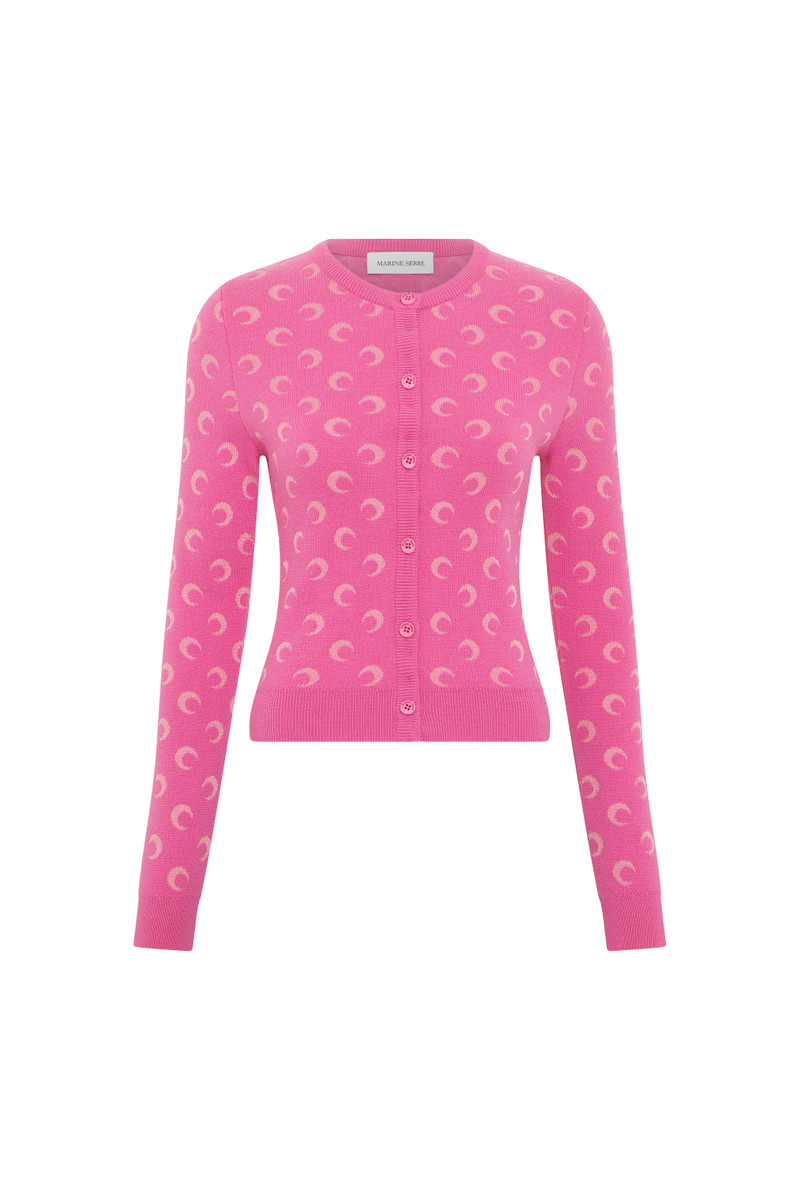Moon Jacquard Knit Fitted Cardigan 1