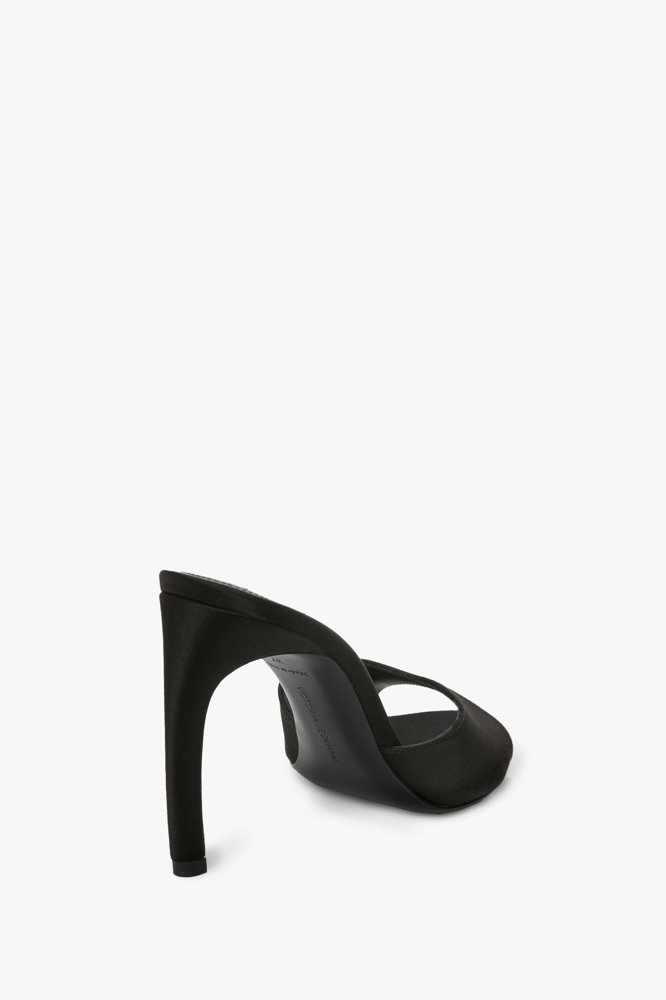 Harlow Open Toe Mule In Black Satin - 3