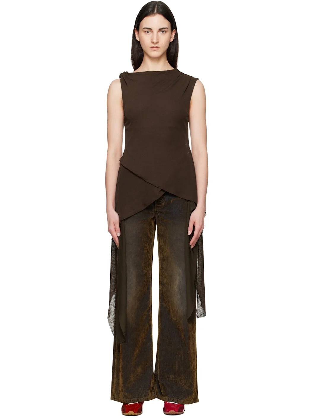 Brown Marl Mesh Top - 1