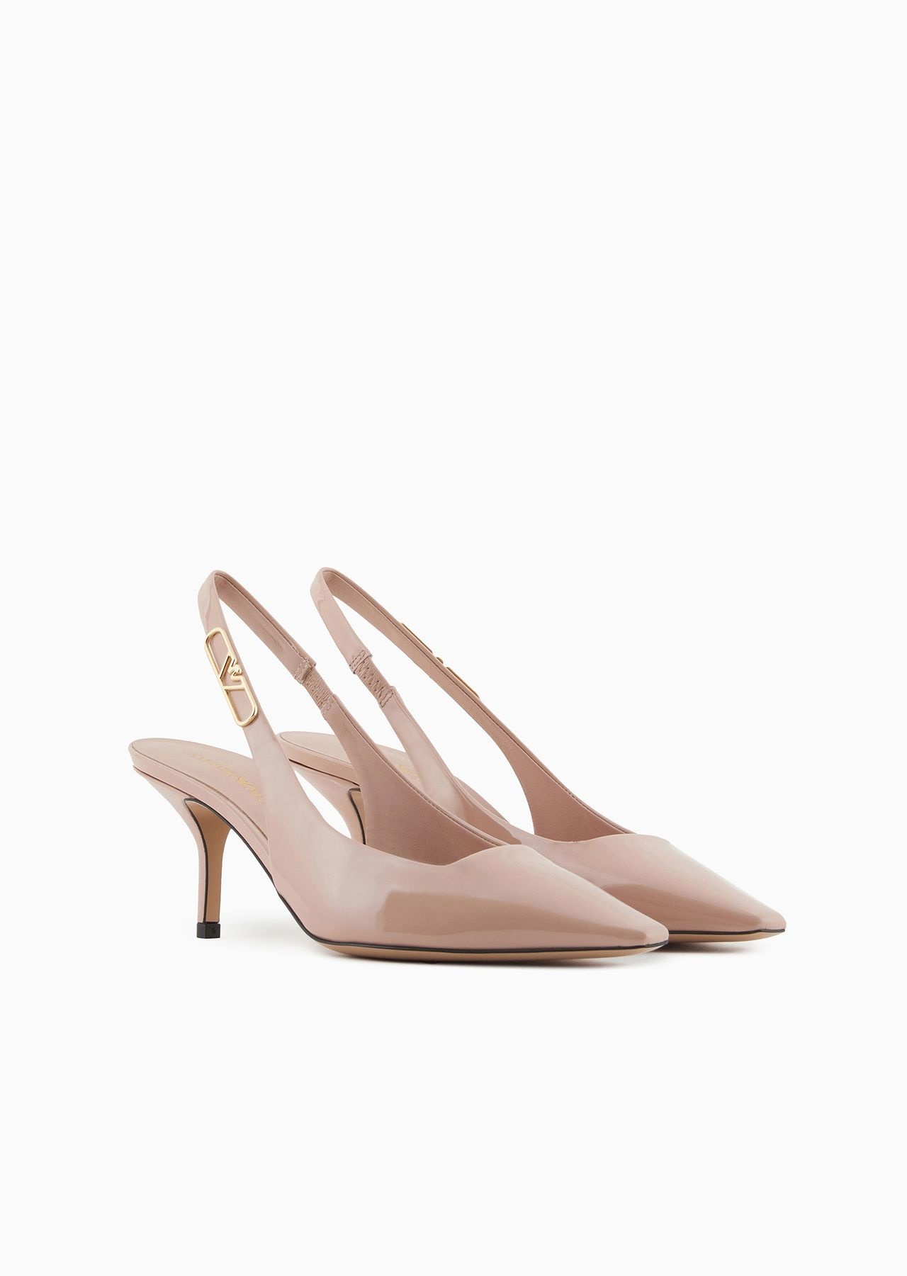 Patent-leather slingback court shoes with eagle plate - 2