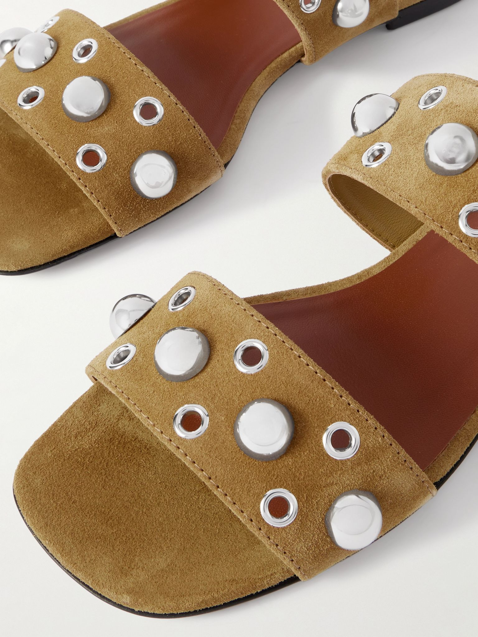 Nellcôte embellished suede slides Tan - 4