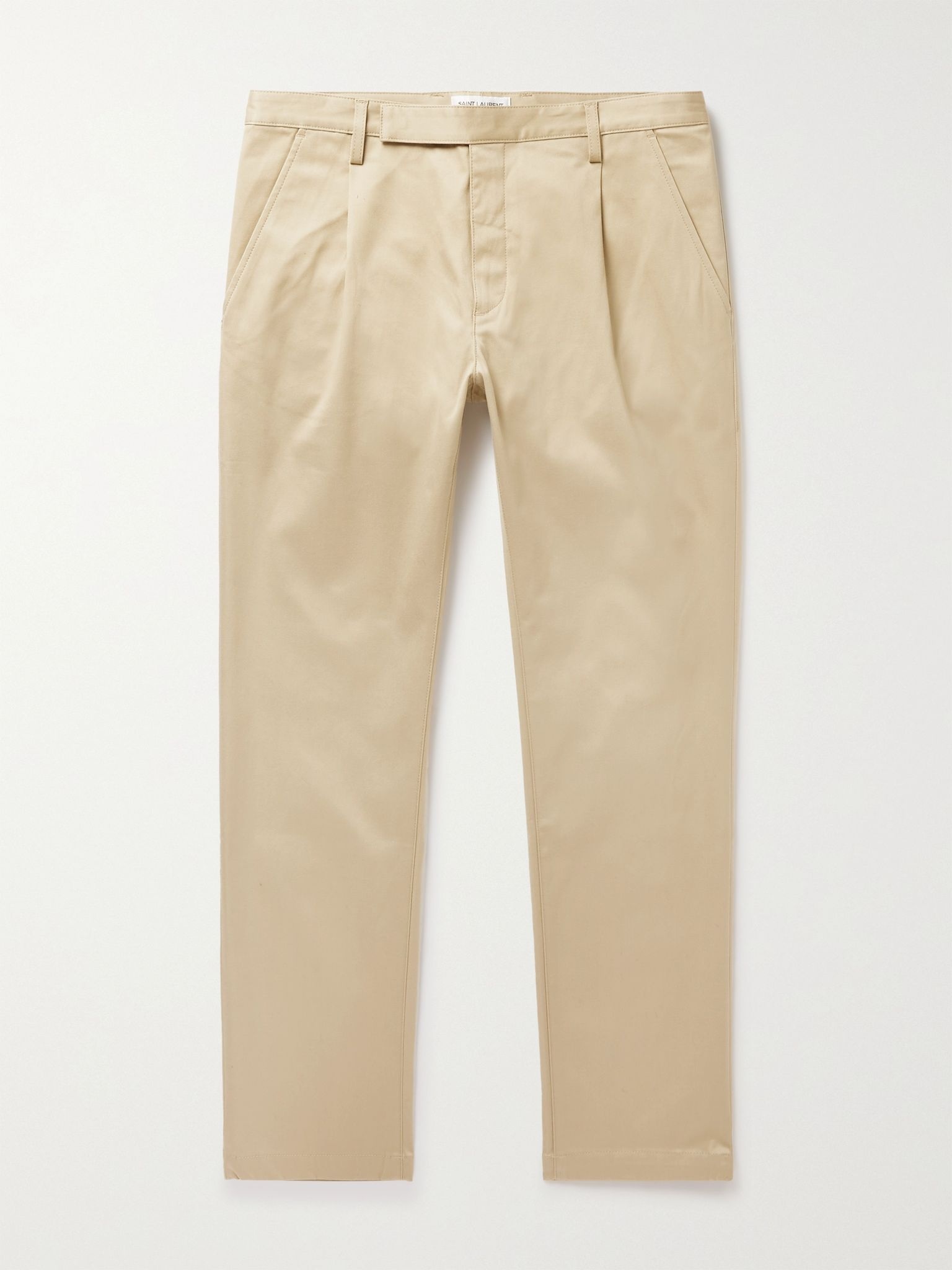 Slim-Fit Pleated Cotton-Blend Twill Chinos - 1