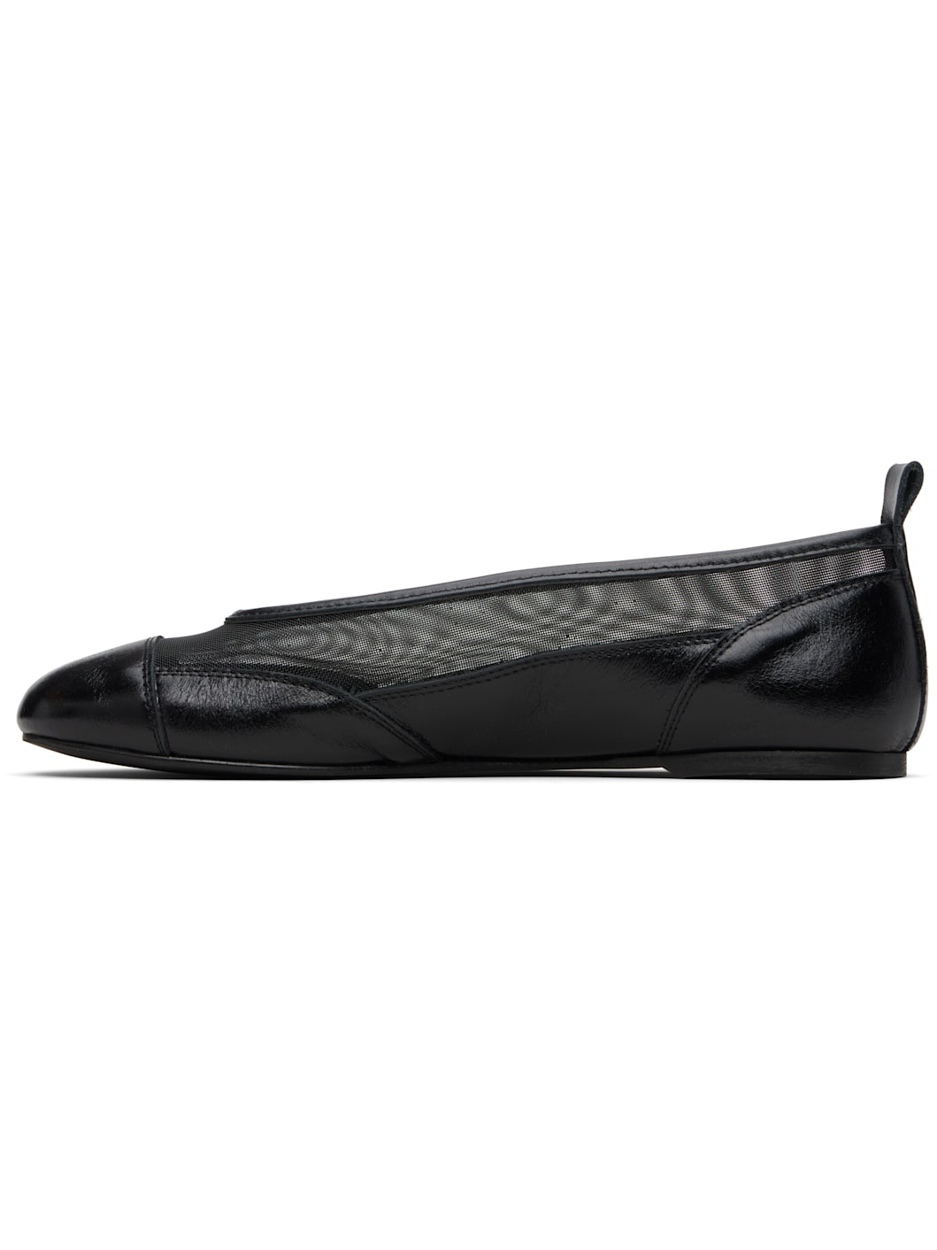 Black Pili Mesh Ballerina Flats - 3