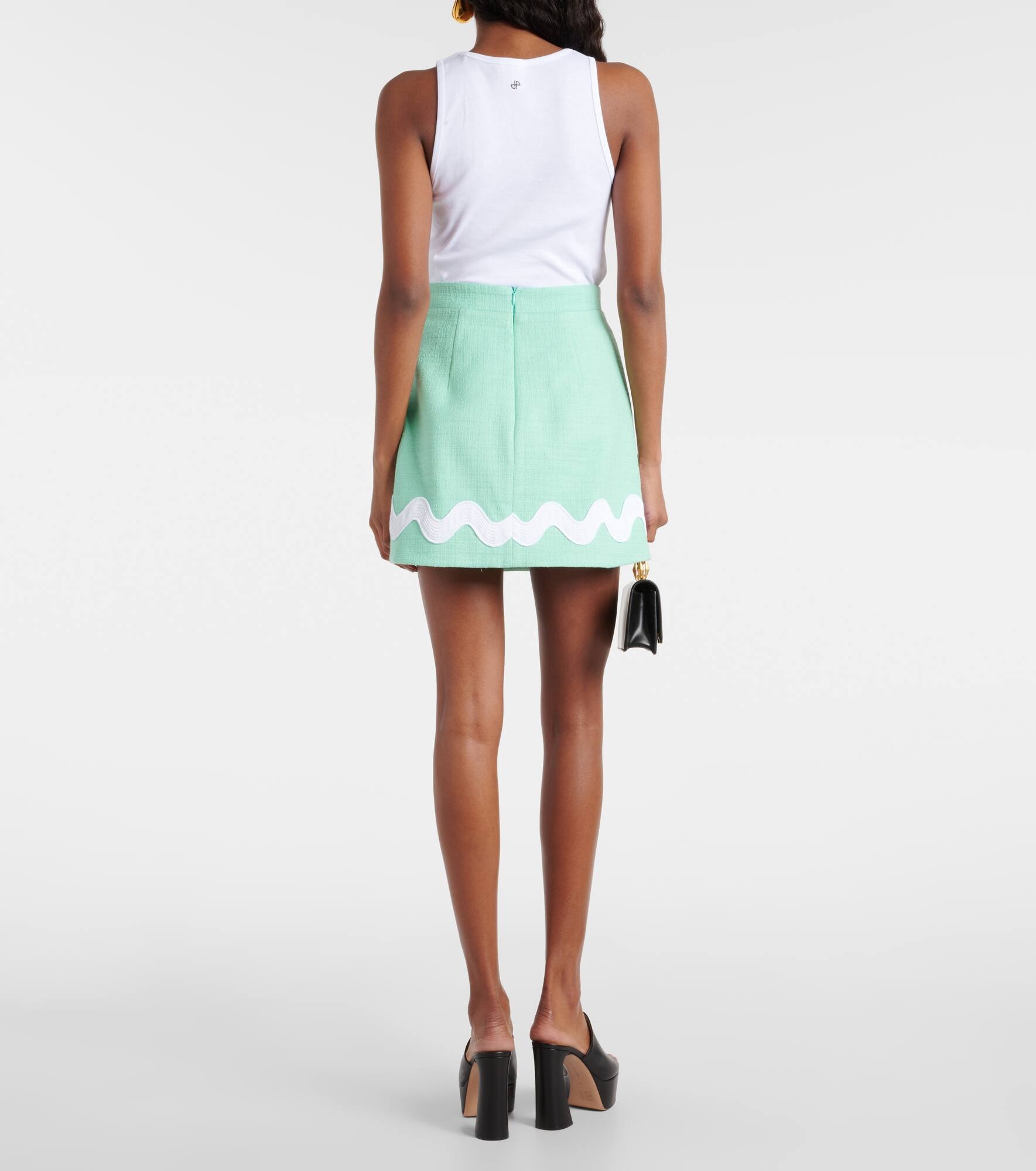 High-rise cotton-blend tweed miniskirt - 3
