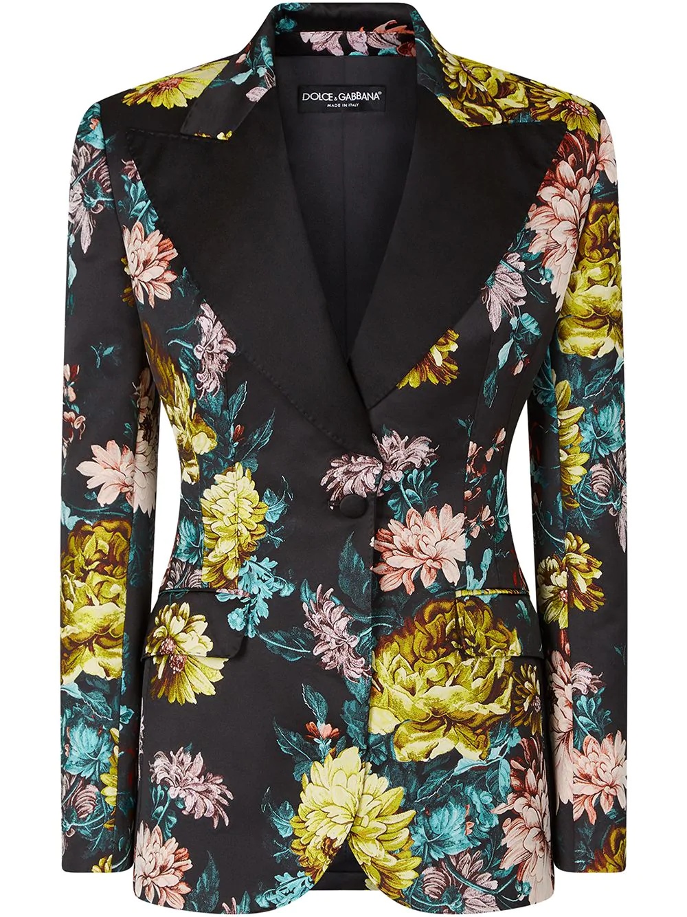 floral jacquard detail blazer - 1