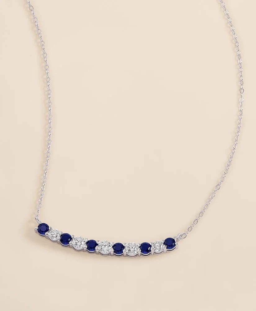 0.63 CT. Lab-Grown Diamond 3mm Sapphire 14k White Gold Necklace - 1