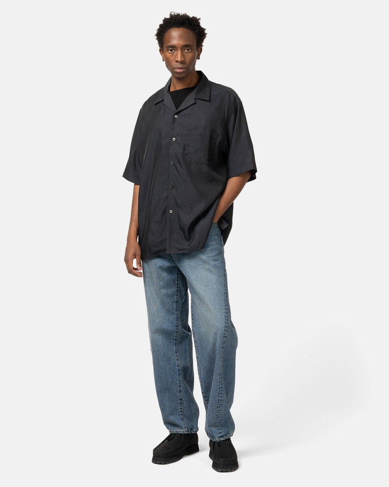 ssstein Cupro Twill Oversized Open Collar SS Shirt Black outlook