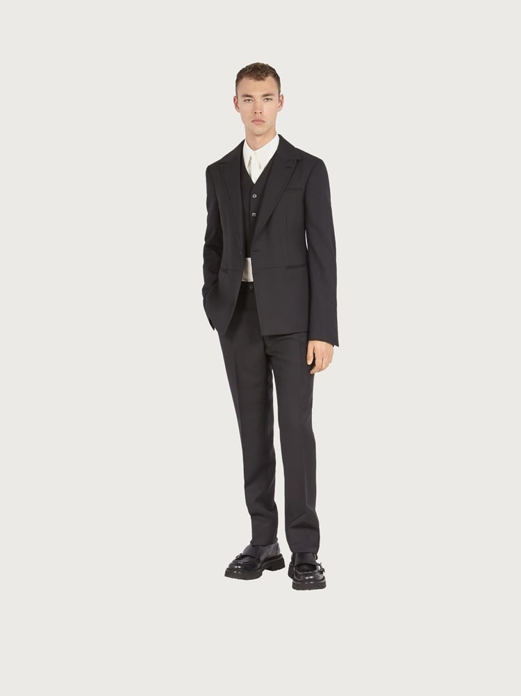 SINGLE BREASTED WOOL AND MOHAIR BLAZER - 5