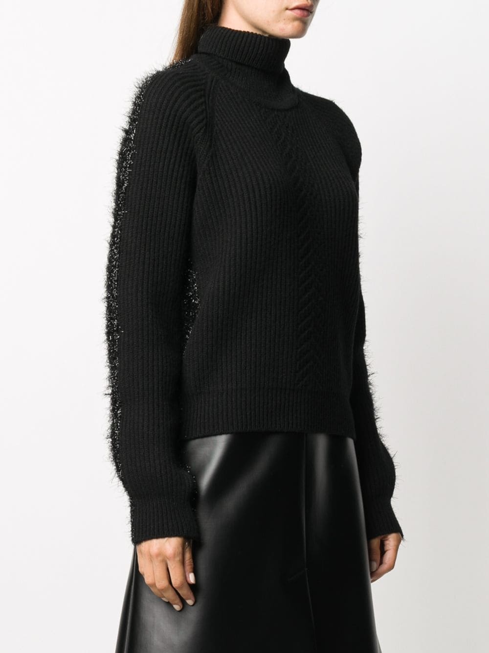 turtleneck ribbed fuzzy jumper - 3