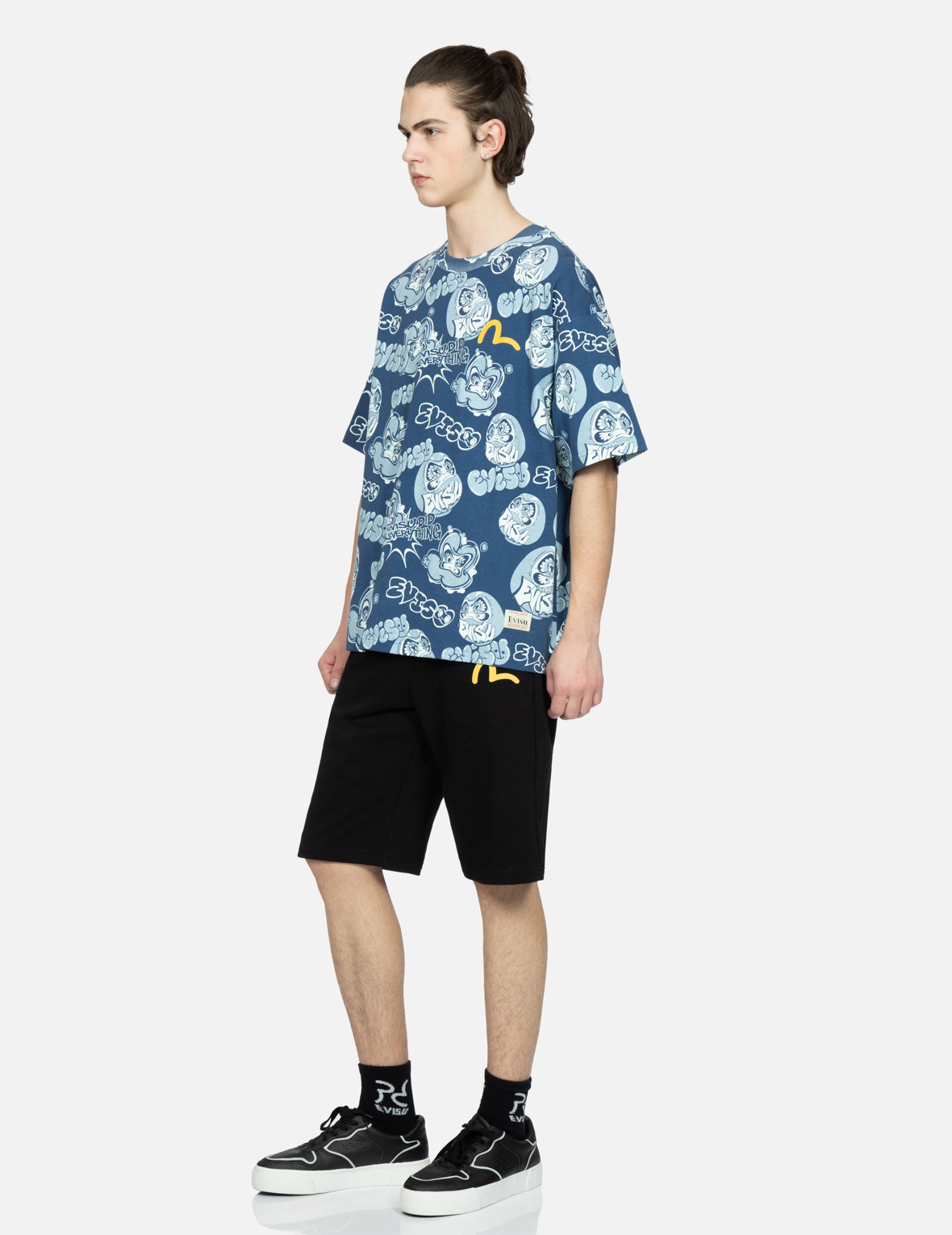 TAIKO DARUMA PRINT SWEAT SHORTS - 4