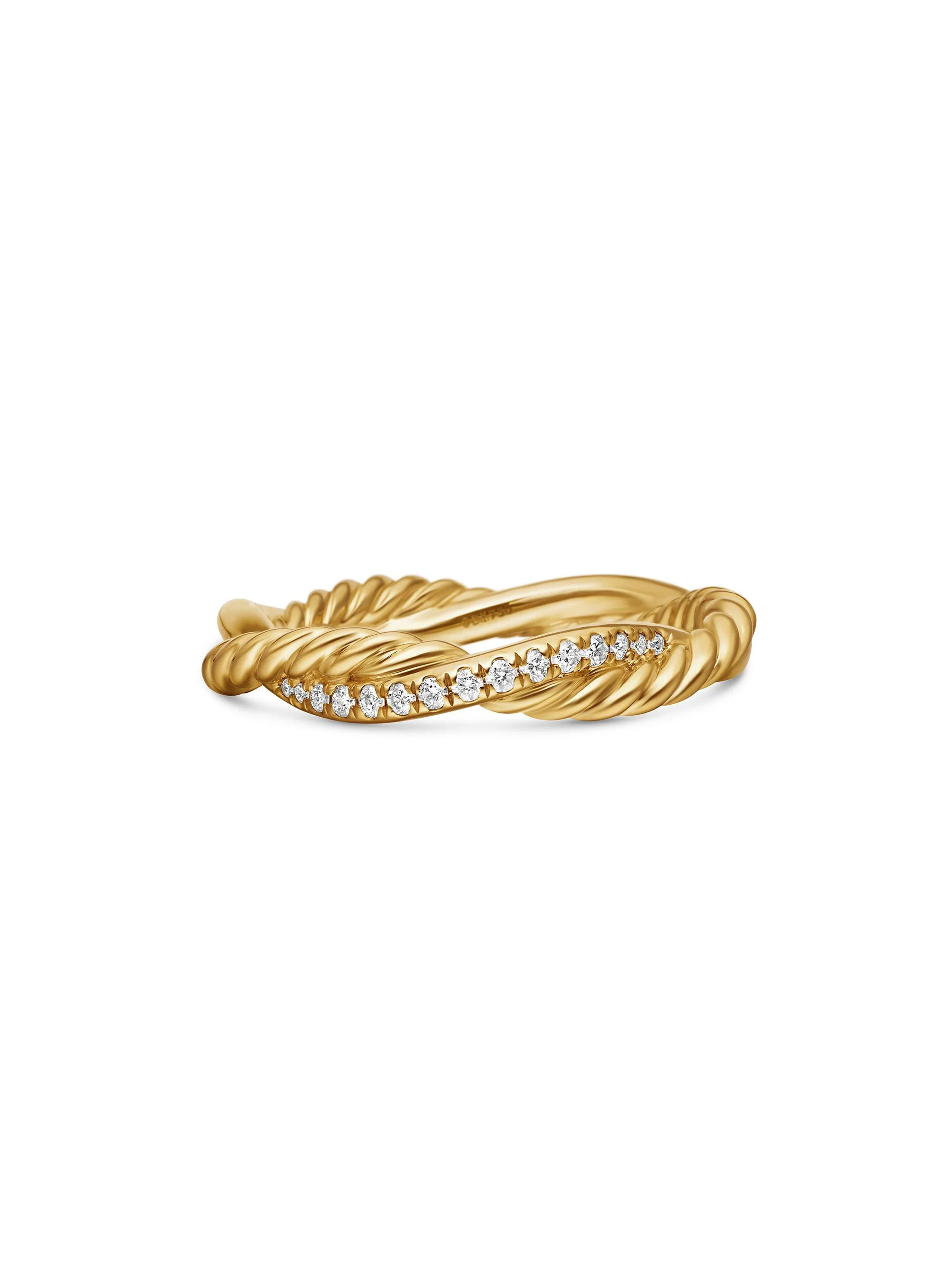 Women's Petite Infinity Twisted Ring In 18K Yellow Gold With Diamonds - Diamond - 1