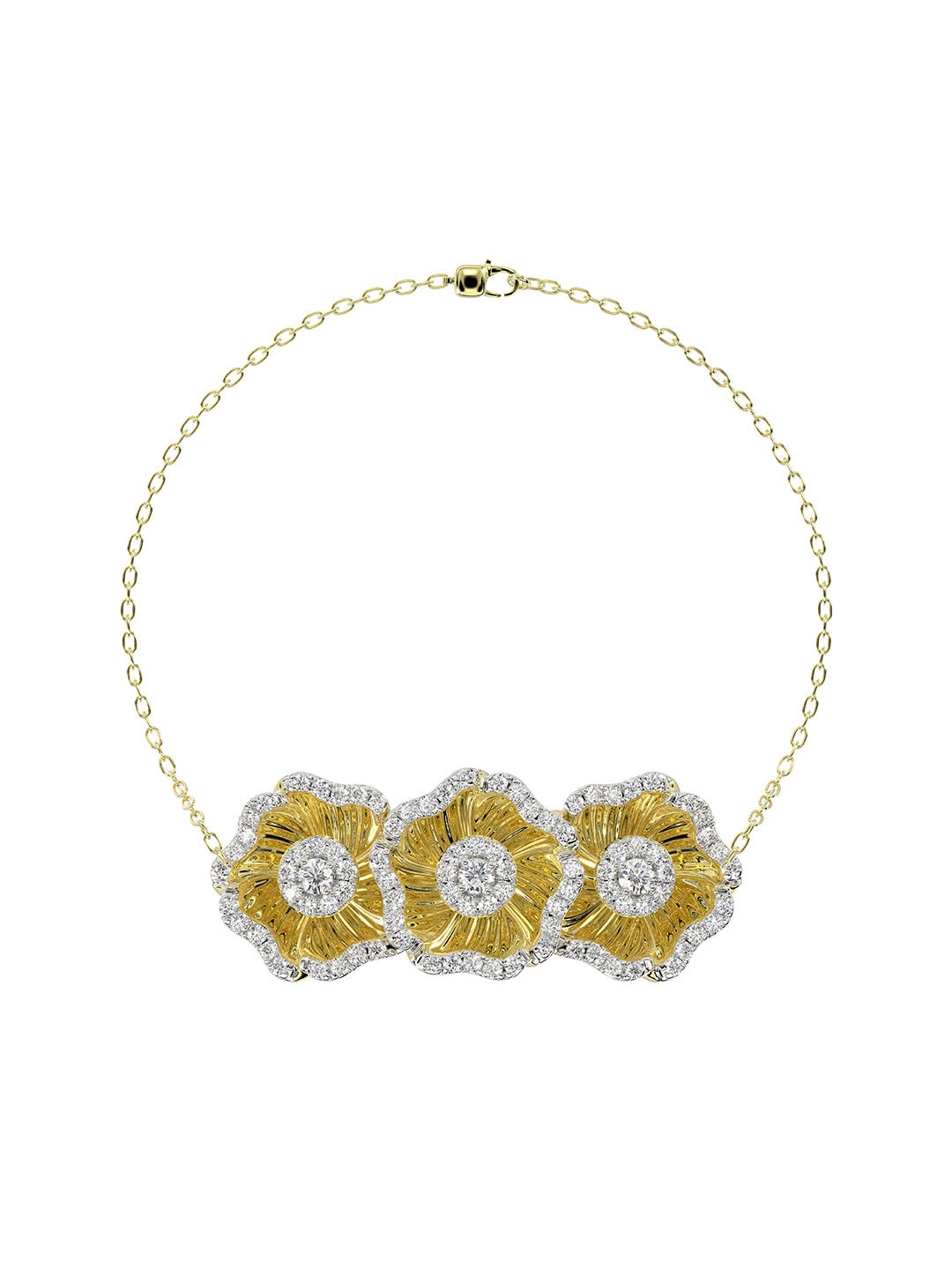 HALO FLOWER YELLOW GOLD BRACELET - 1