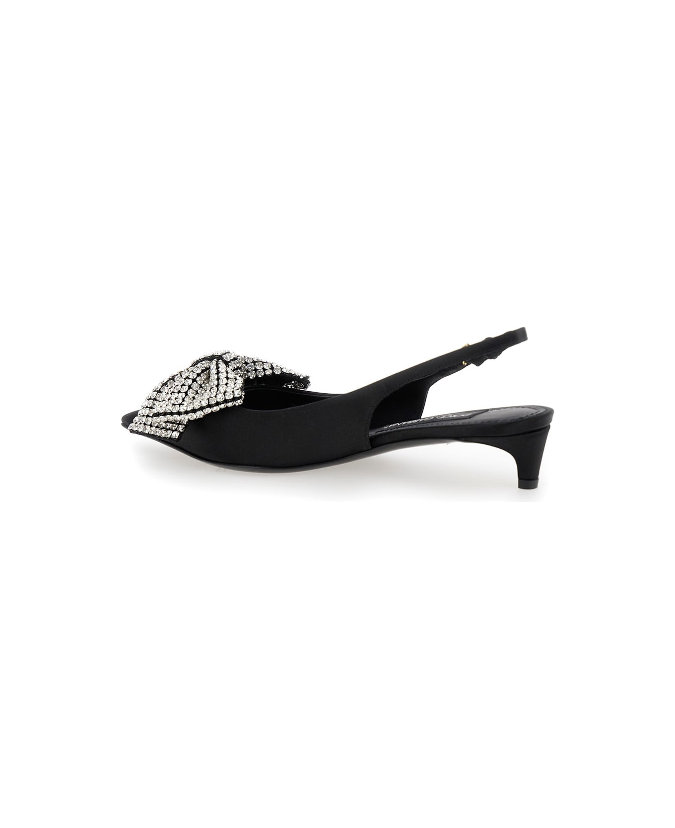 Satin Sling-back With Rhinestone Embroidery - 3