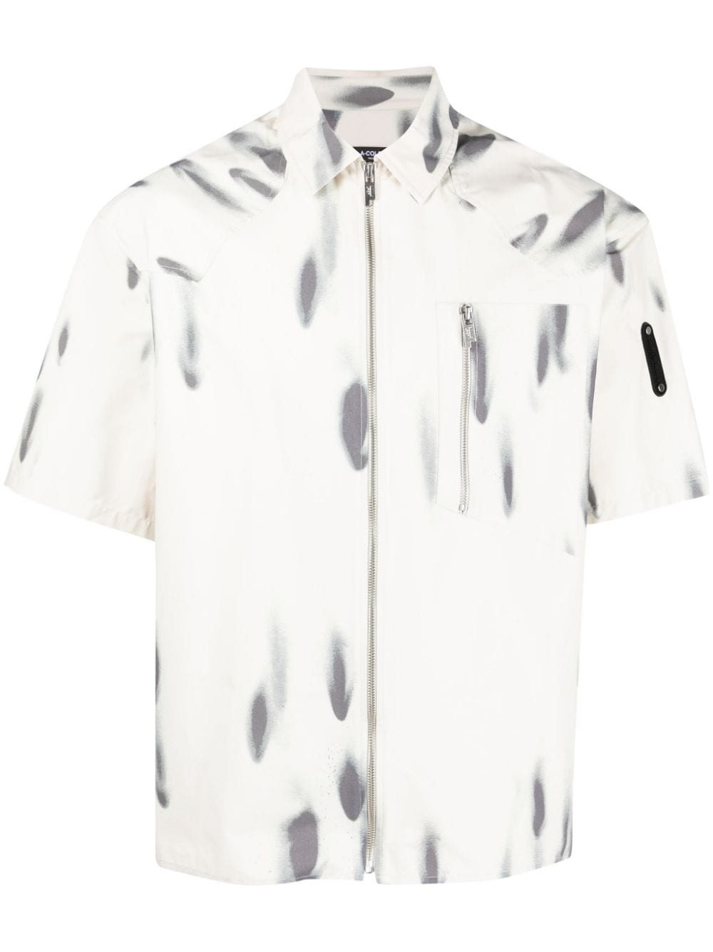 Blur-print zipped short-sleeve shirt - 1
