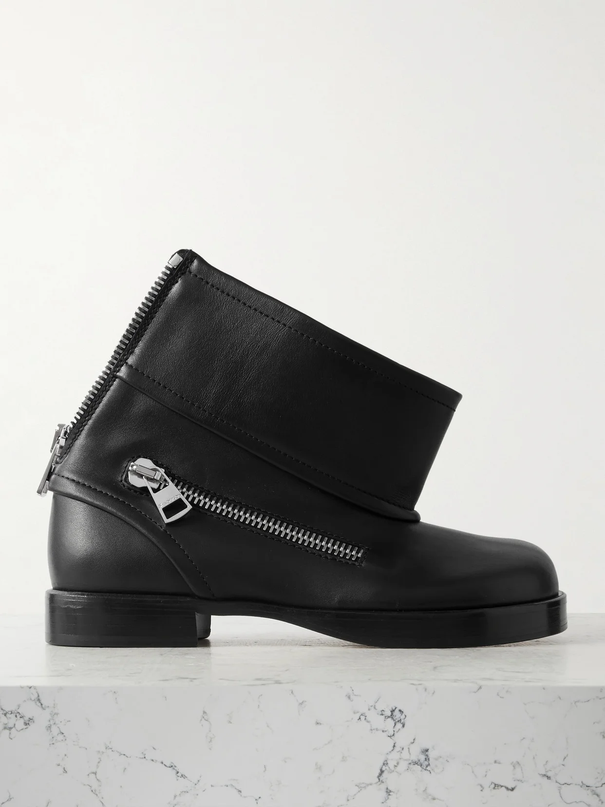 Zip-detailed Leather Ankle Boots - 1