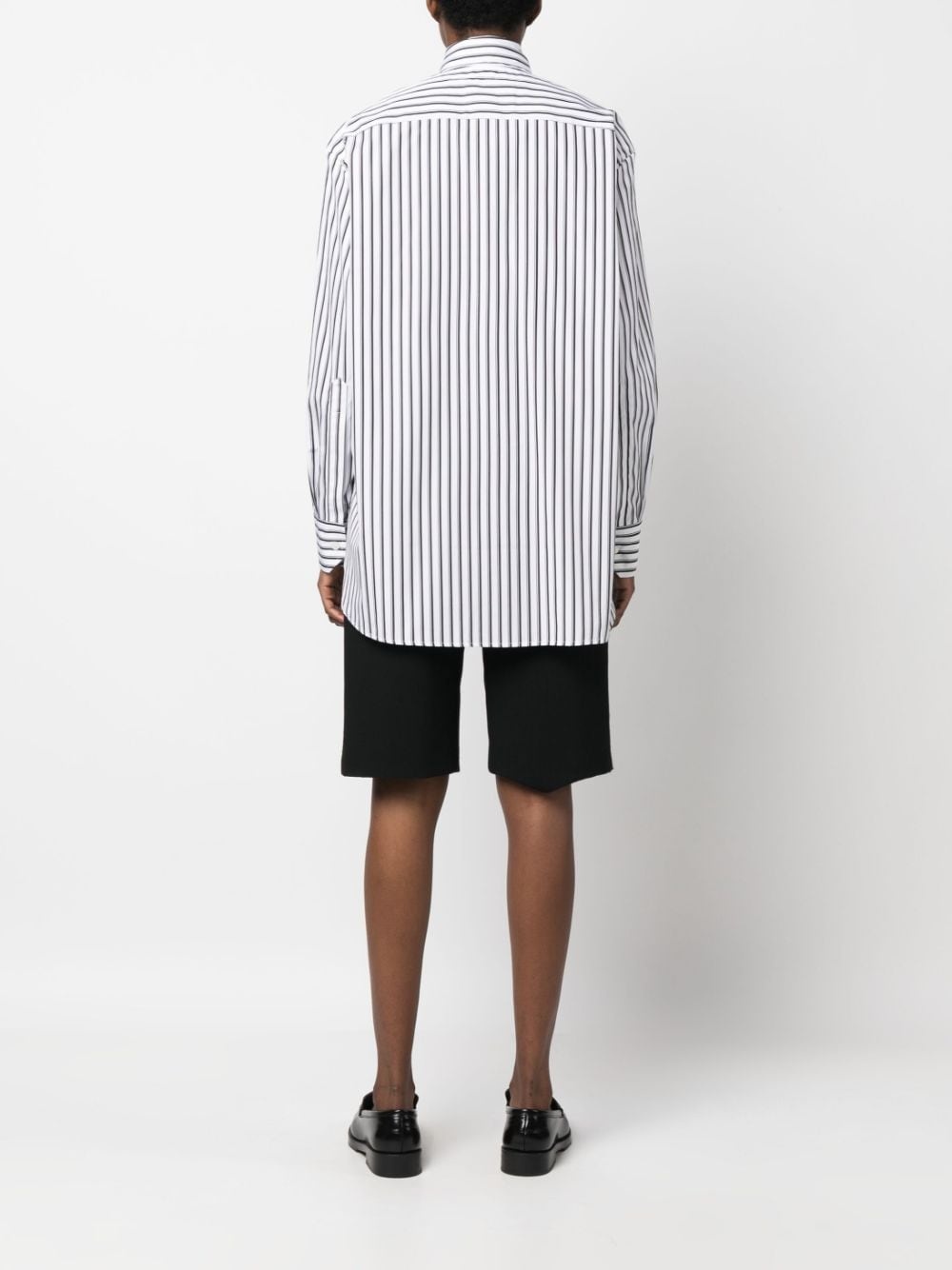 pussy-bow collar striped shirt - 4