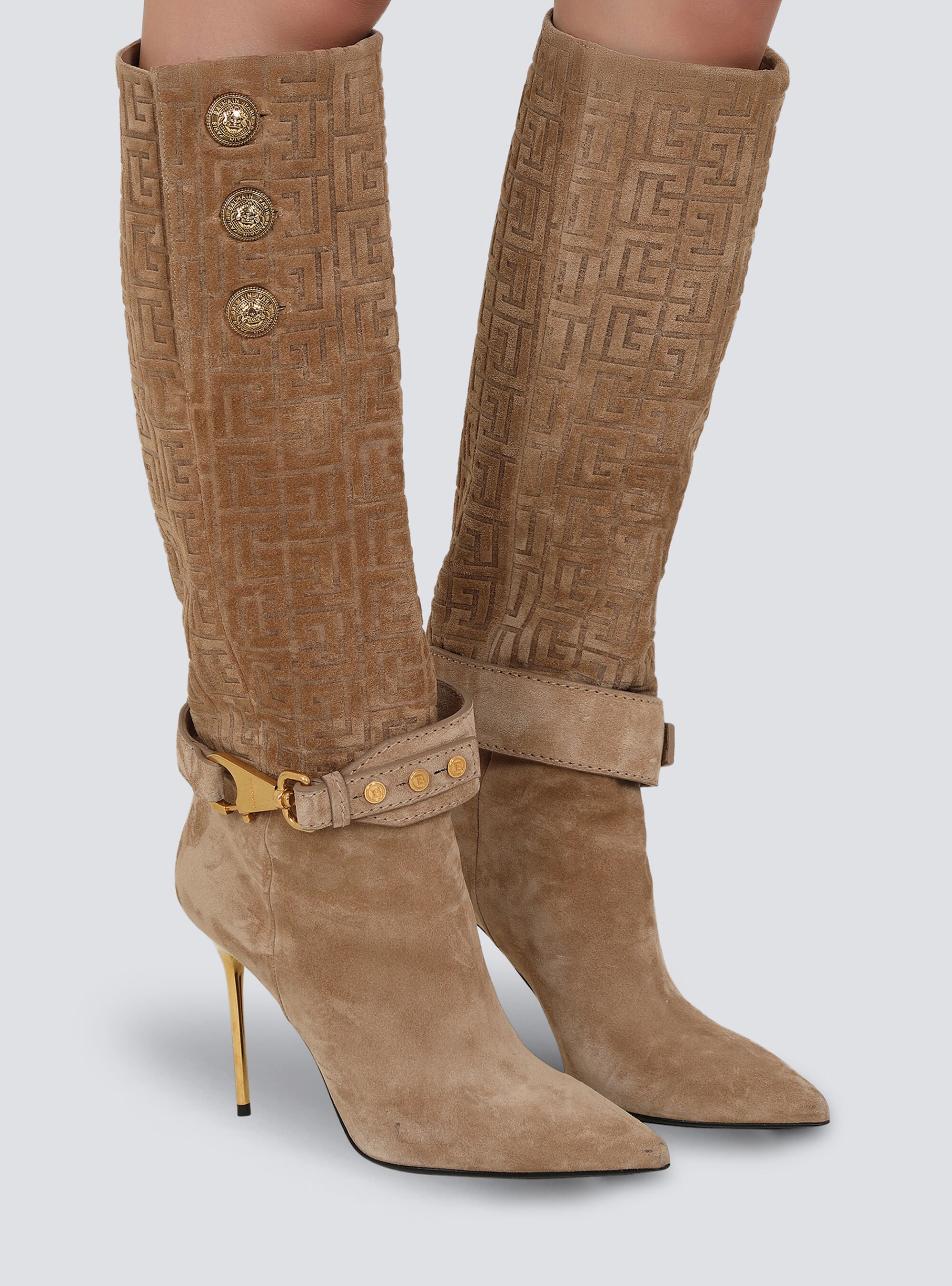 Debossed monogram suede Robin ankle boots - 6