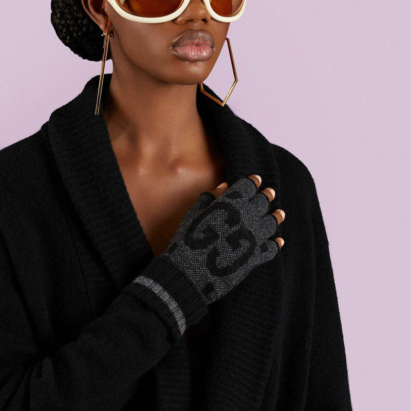 GG cashmere fingerless gloves 3