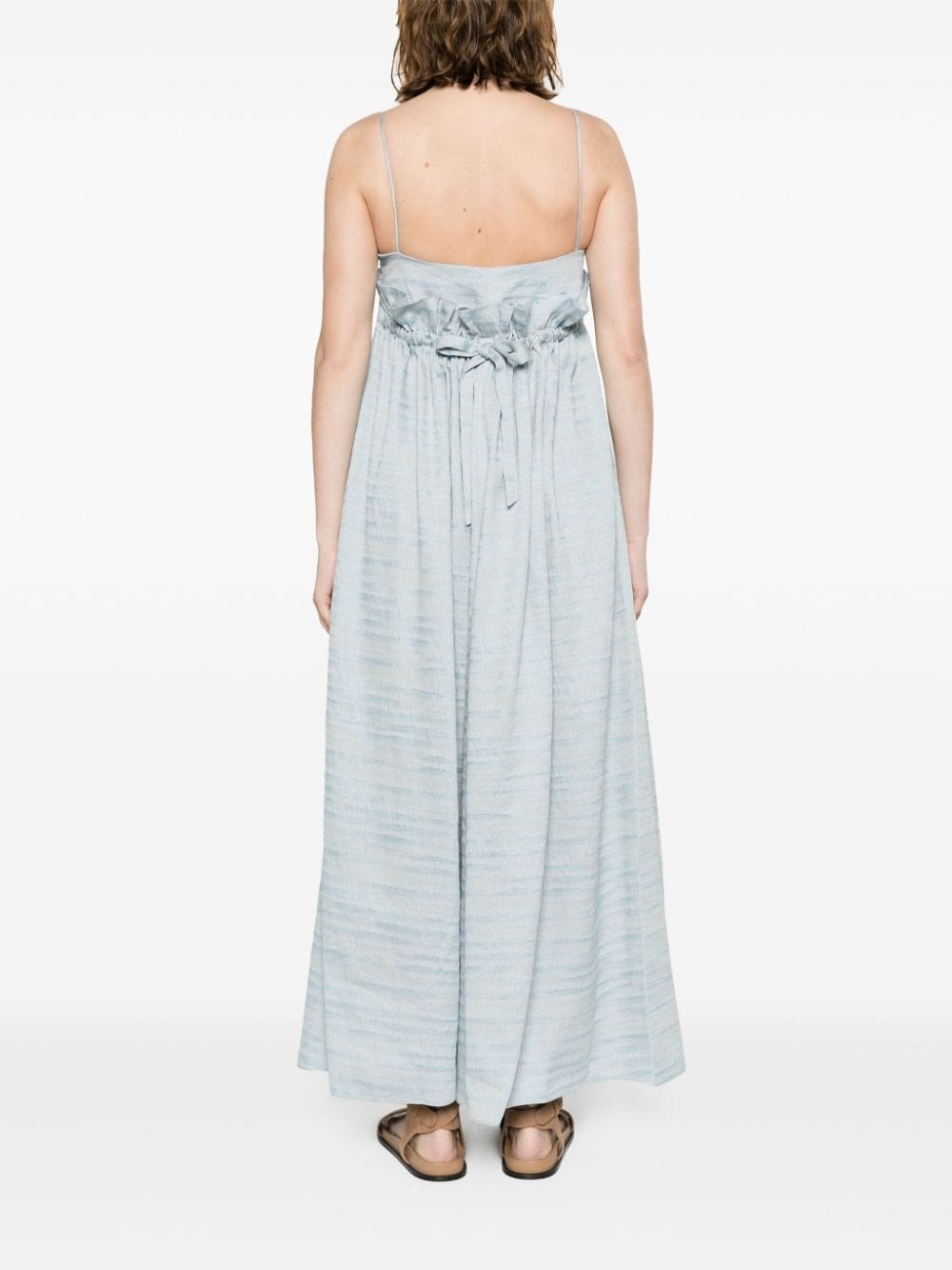 linen blend jacquard midi dress - 4