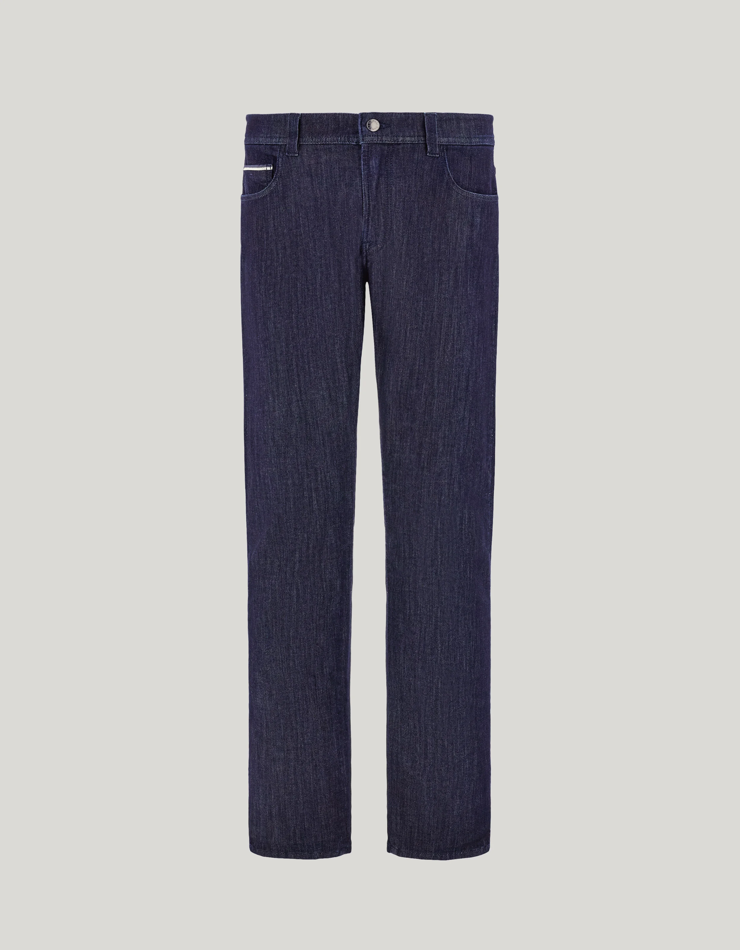 DARK BLUE REGULAR FIT FIVE POCKET SOFT TOUCH FABRIC DENIM PANTS - 1