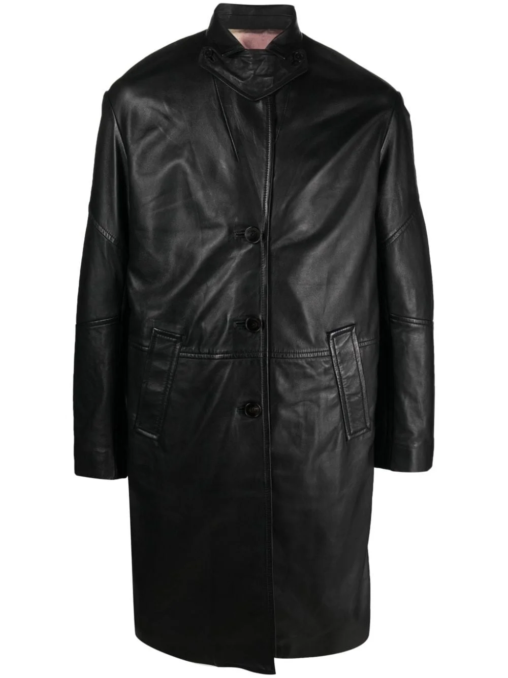 Macari buttoned leather coat - 1