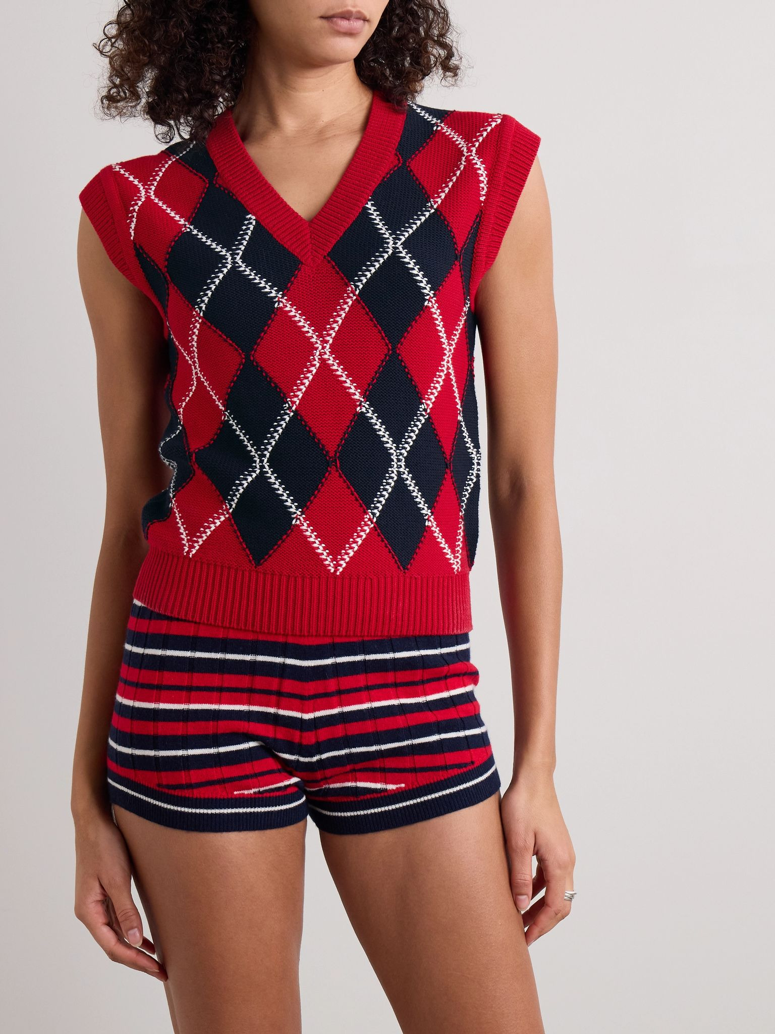 Argyle cotton-jacquard vest Multi - 3